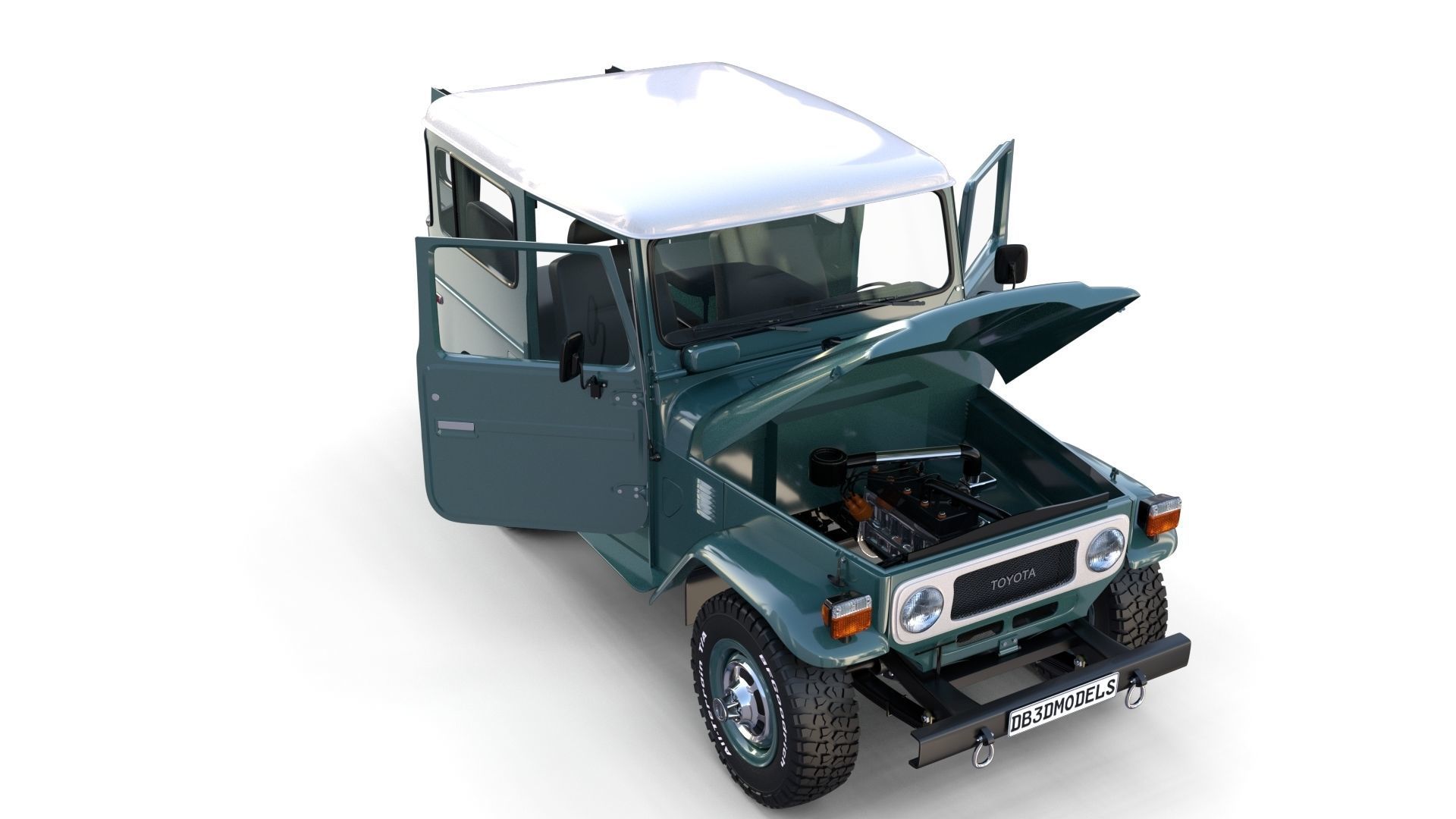 Toyota Land Cruiser FJ 40 with Interior and Chassis 3D model_1