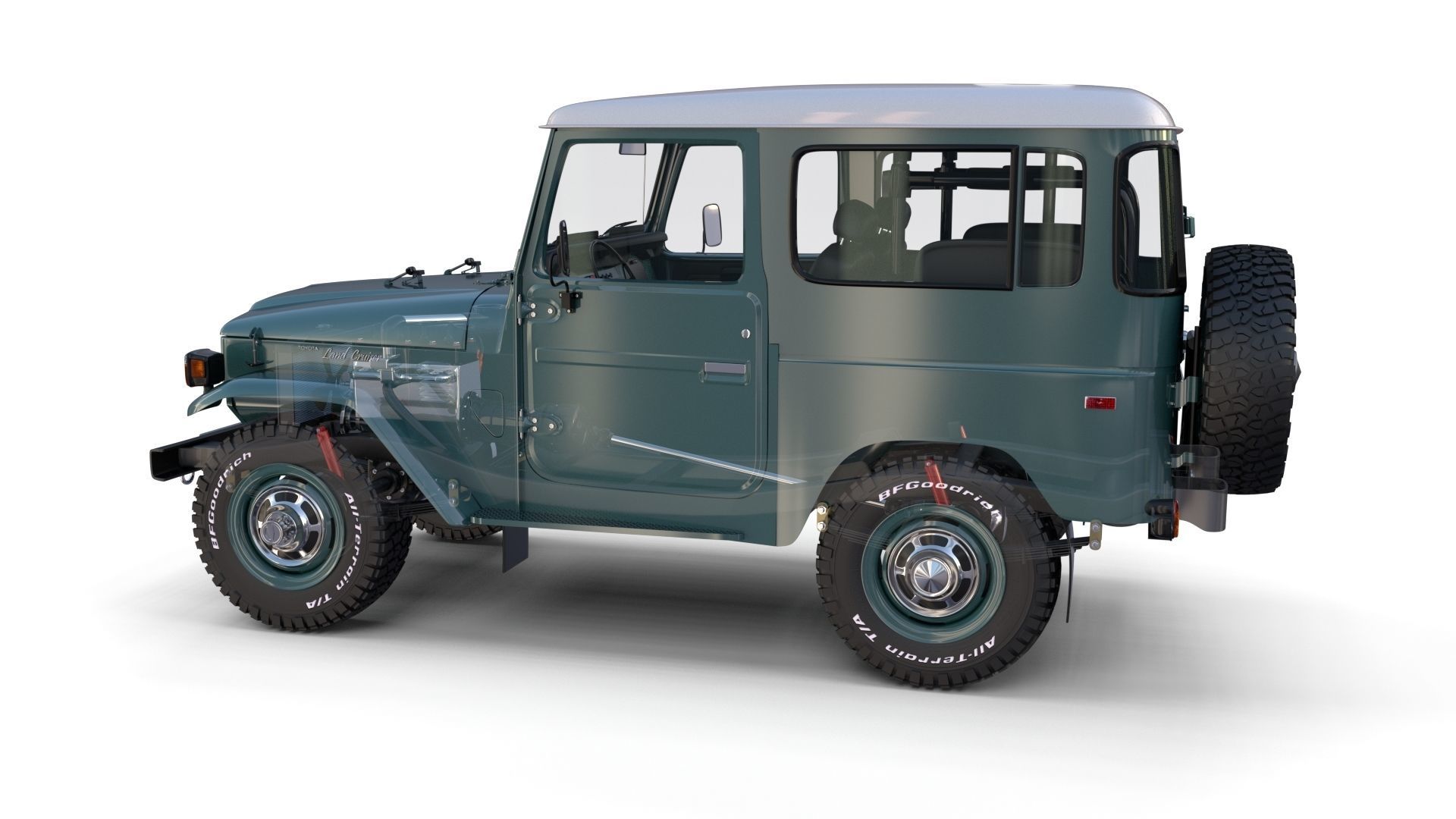 Toyota Land Cruiser FJ 40 with Interior and Chassis 3D model_39