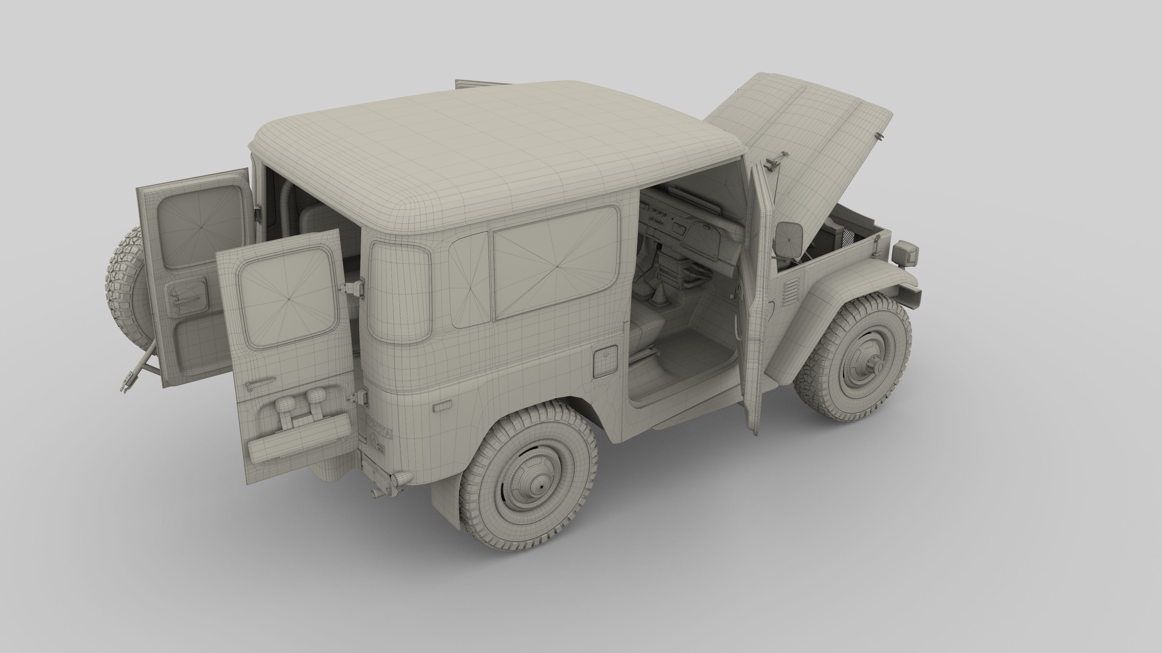 Toyota Land Cruiser FJ 40 with Interior and Chassis 3D model_76