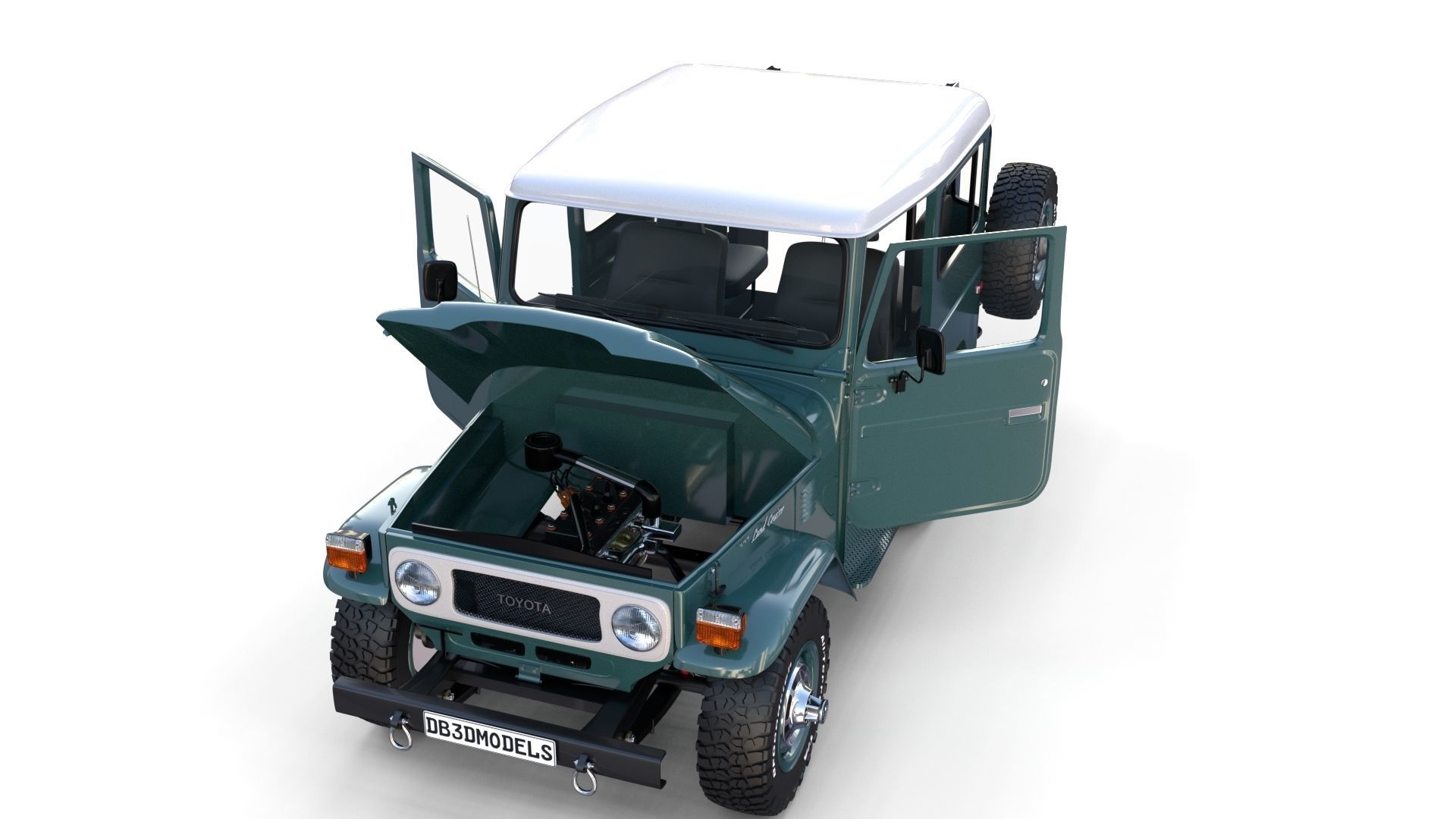 Toyota Land Cruiser FJ 40 with Interior and Chassis 3D model_52