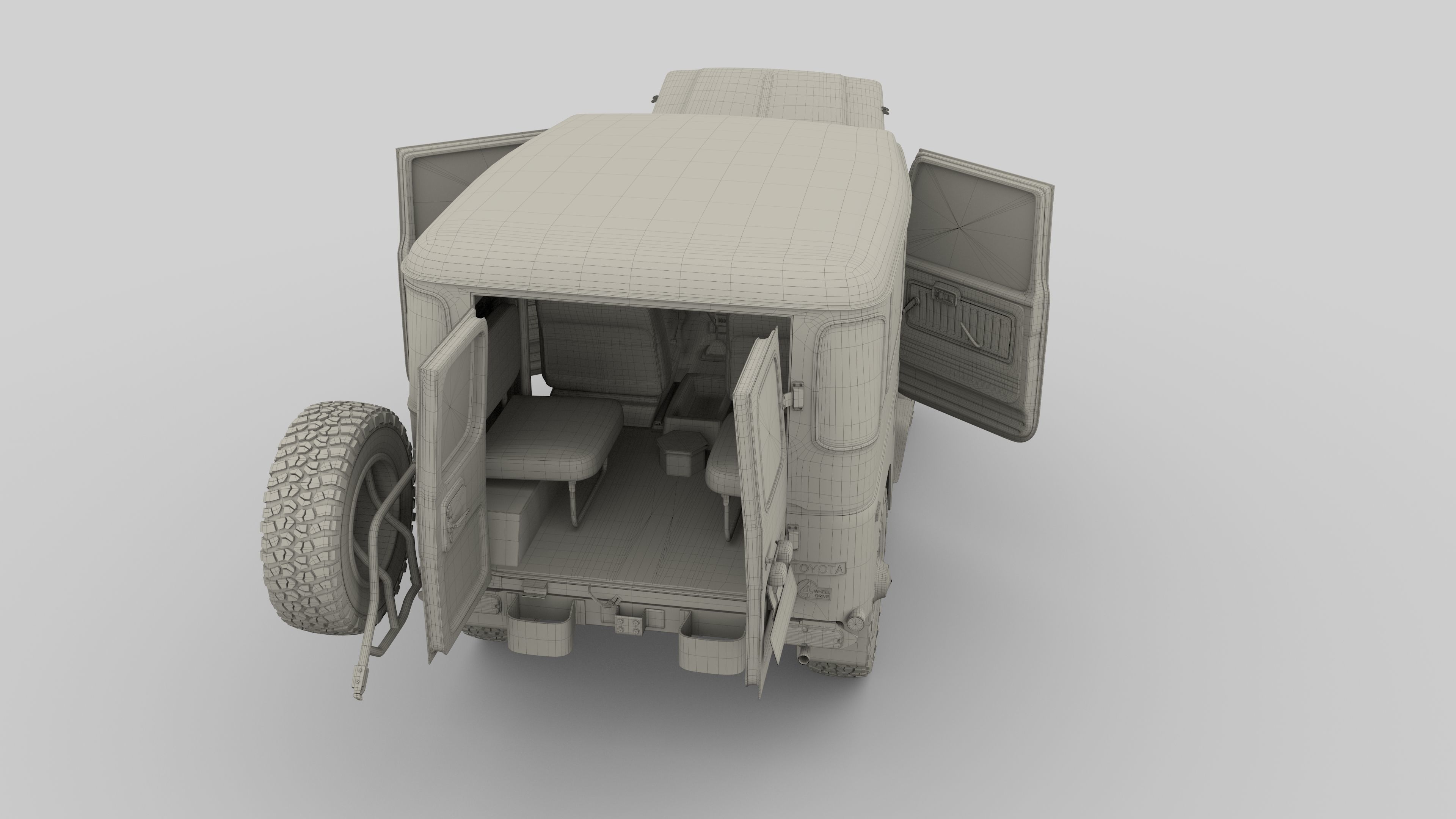 Toyota Land Cruiser FJ 40 with Interior and Chassis 3D model_73
