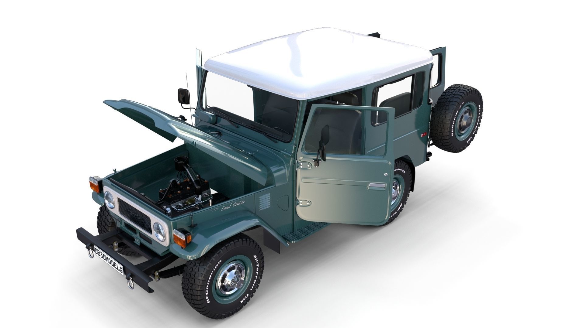 Toyota Land Cruiser FJ 40 with Interior and Chassis 3D model_51