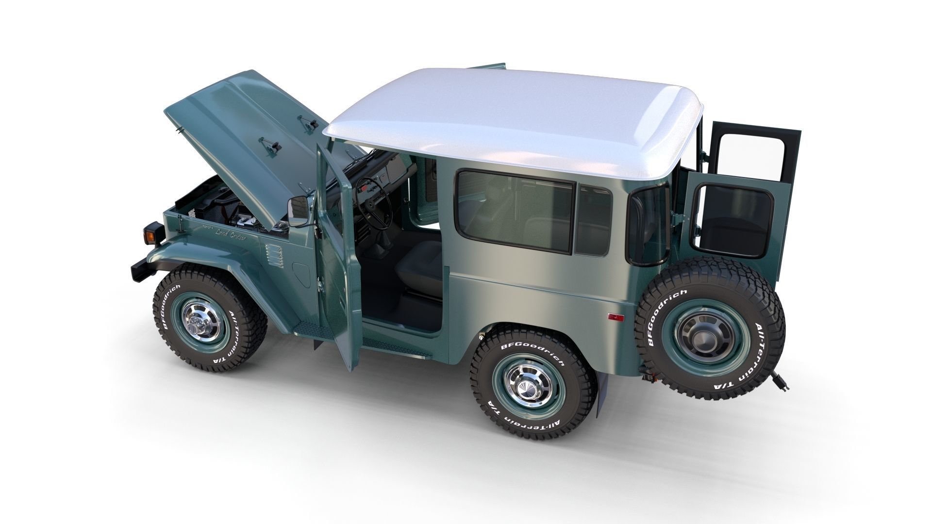 Toyota Land Cruiser FJ 40 with Interior and Chassis 3D model_55