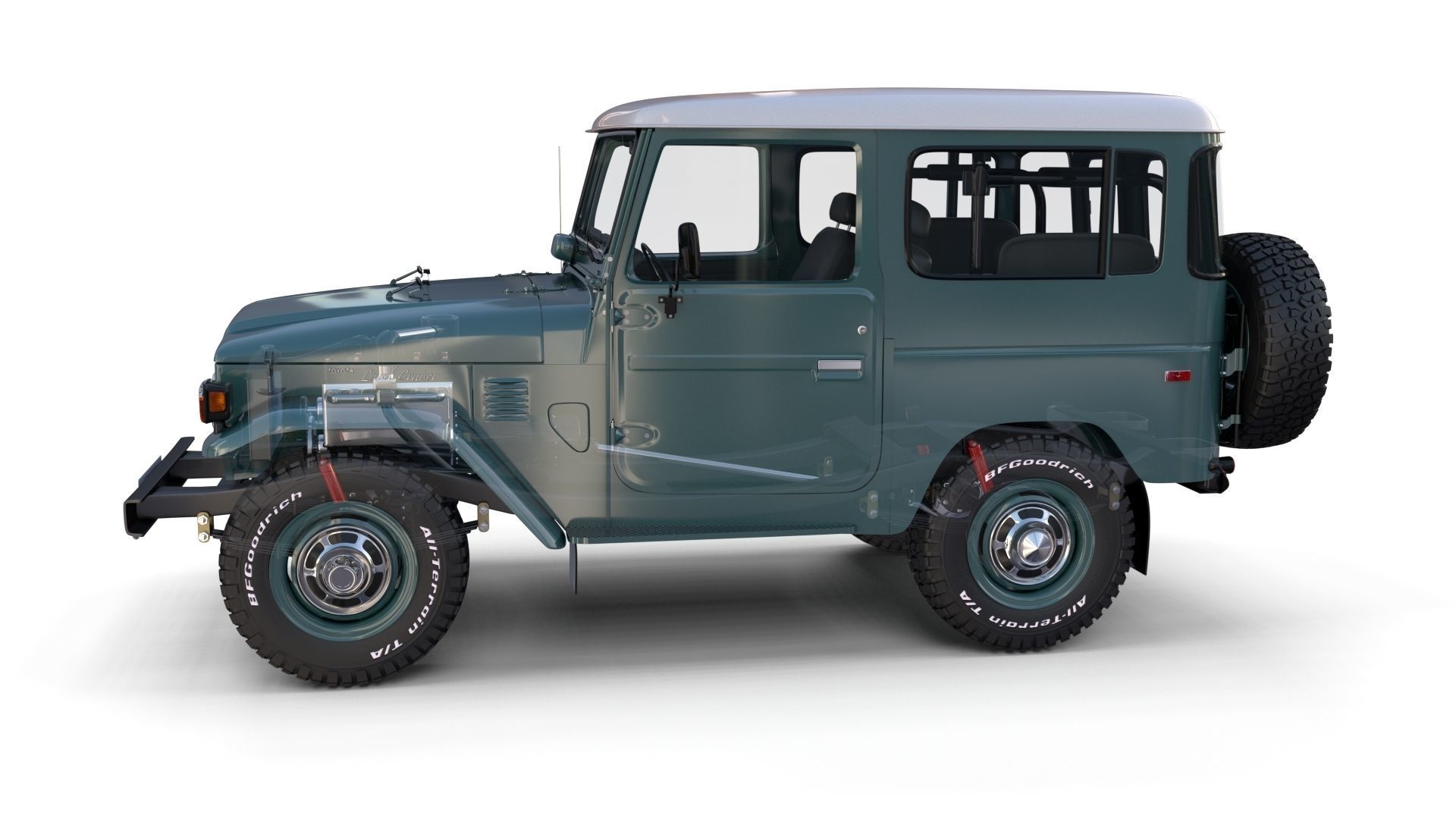Toyota Land Cruiser FJ 40 with Interior and Chassis 3D model_38