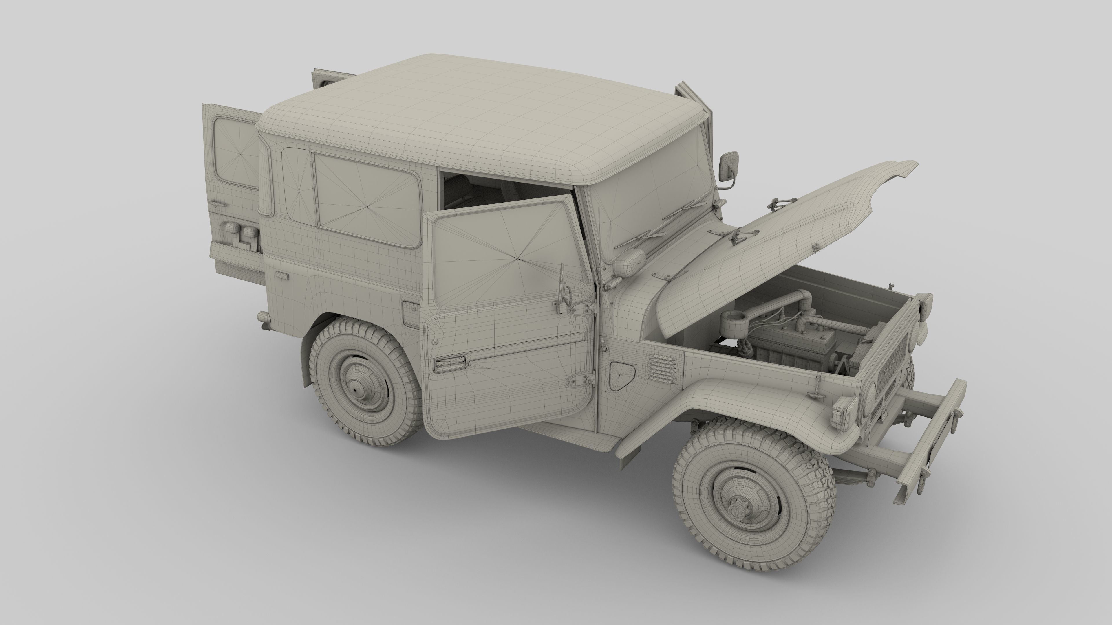 Toyota Land Cruiser FJ 40 with Interior and Chassis 3D model_77
