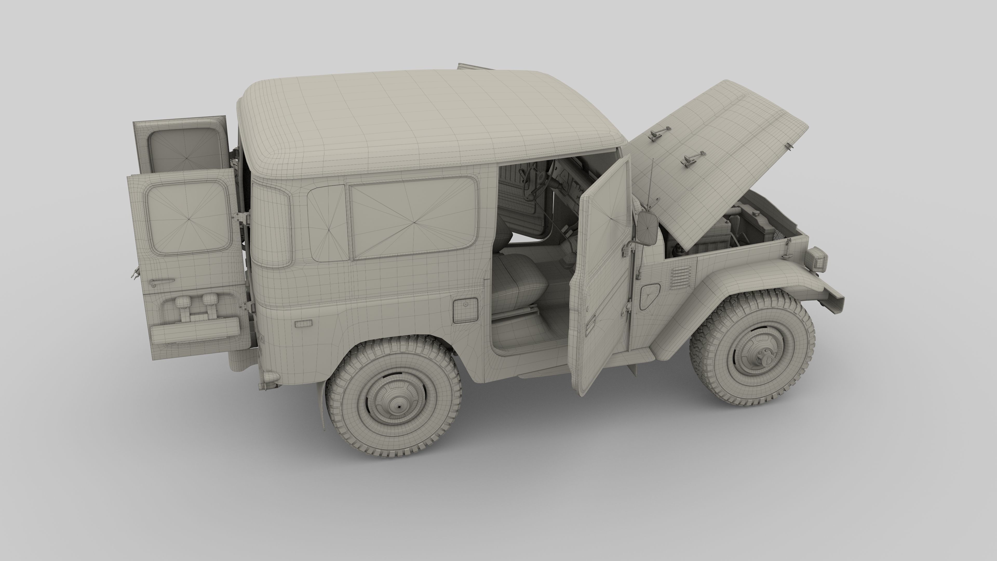 Toyota Land Cruiser FJ 40 with Interior and Chassis 3D model_75