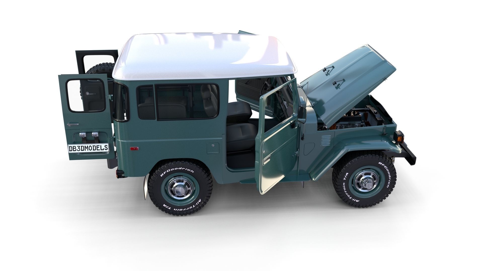 Toyota Land Cruiser FJ 40 with Interior and Chassis 3D model_60