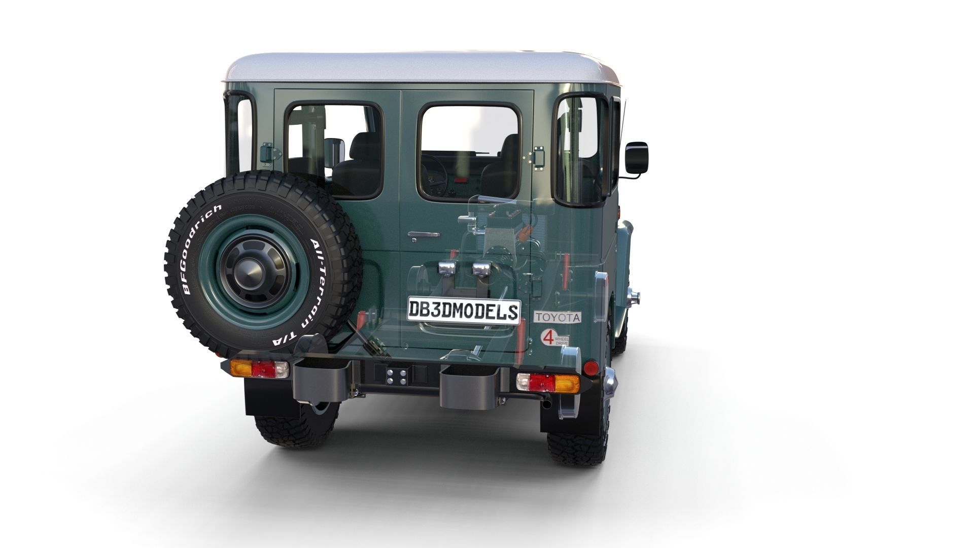 Toyota Land Cruiser FJ 40 with Interior and Chassis 3D model_41
