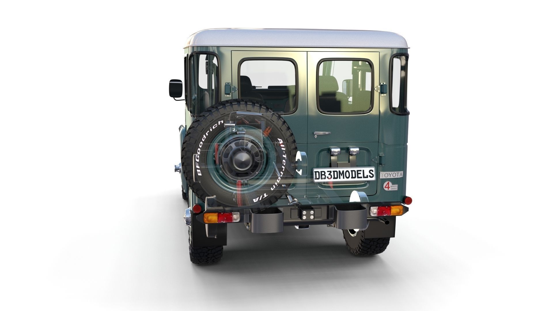 Toyota Land Cruiser FJ 40 with Interior and Chassis 3D model_3