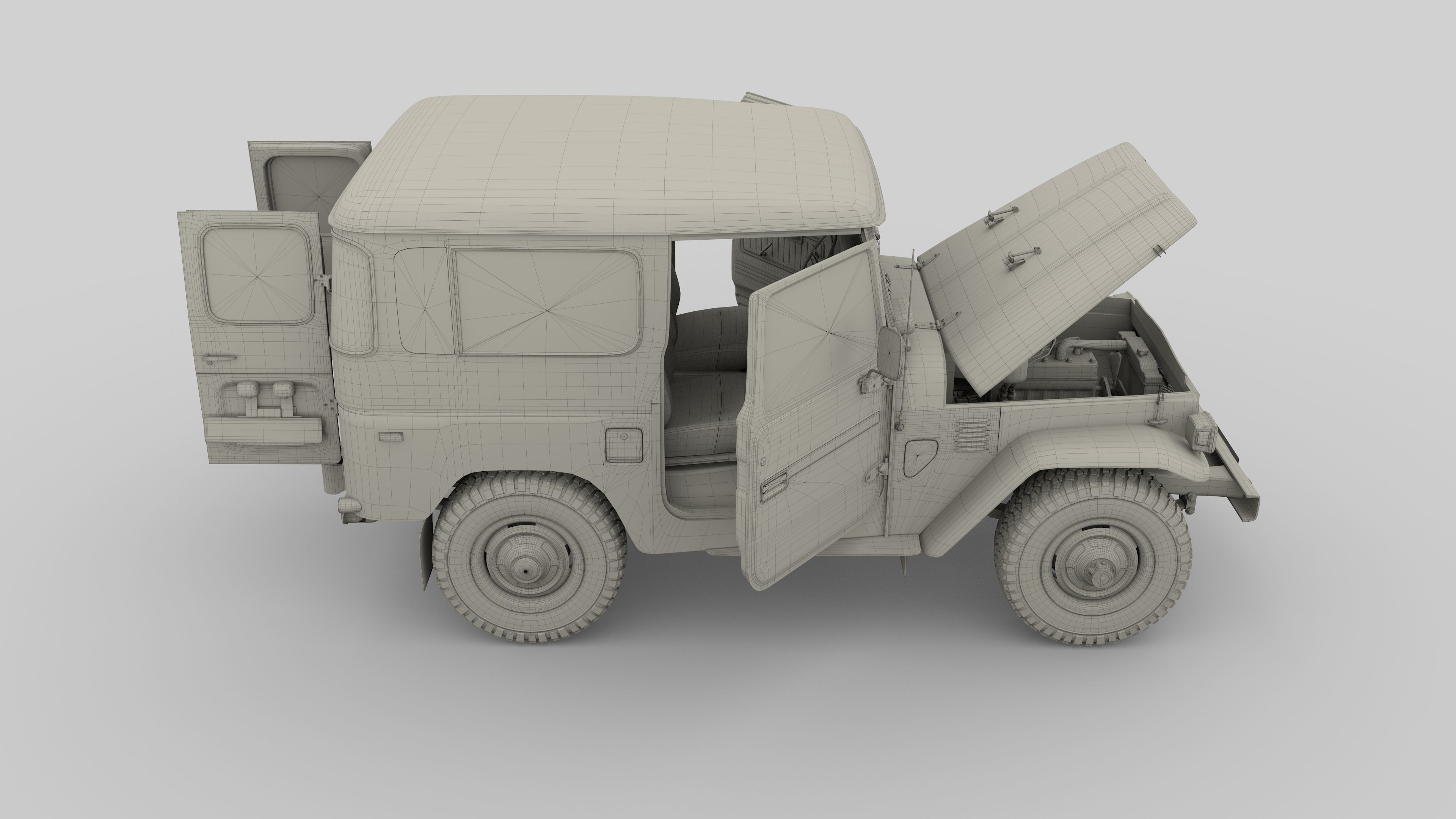 Toyota Land Cruiser FJ 40 with Interior and Chassis 3D model_80