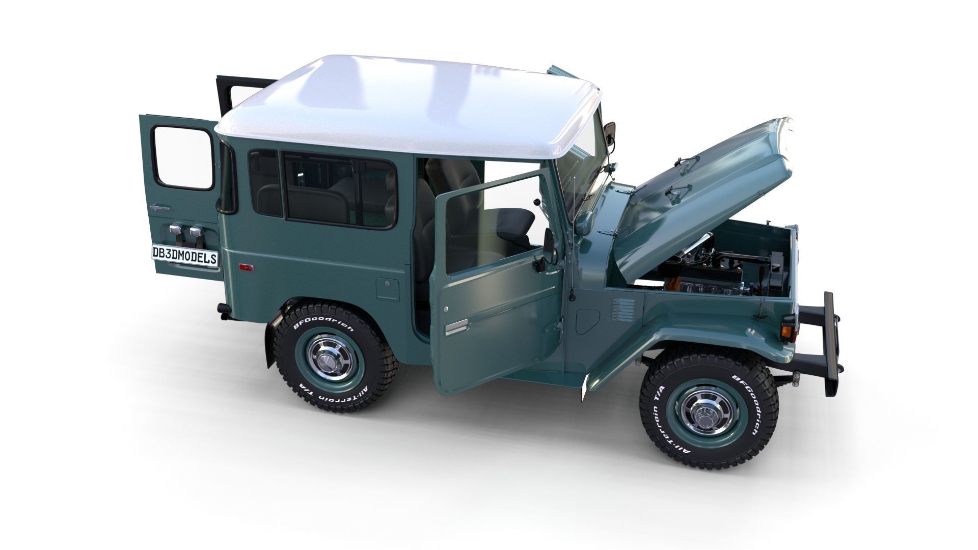 Toyota Land Cruiser FJ 40 with Interior and Chassis 3D model_62