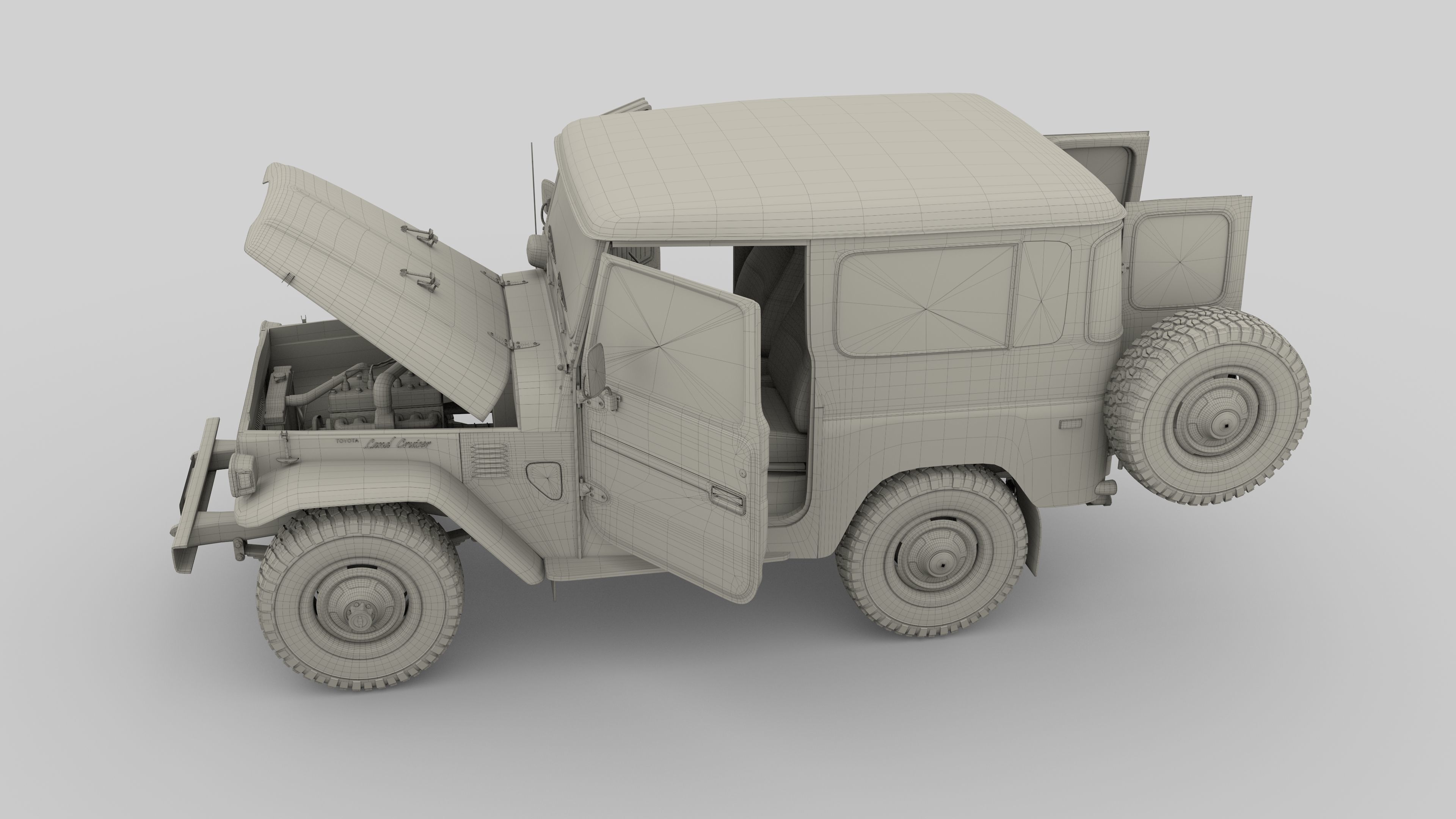 Toyota Land Cruiser FJ 40 with Interior and Chassis 3D model_69