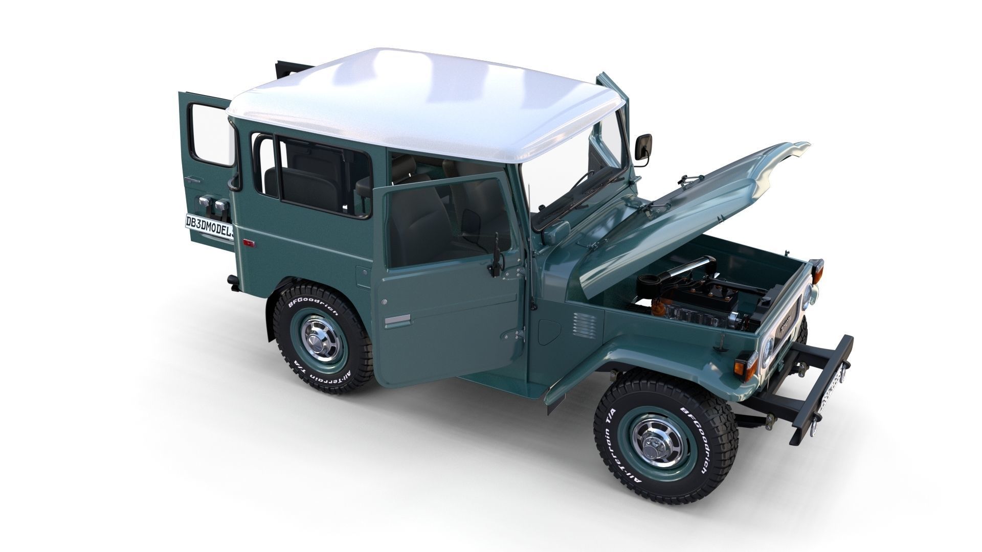 Toyota Land Cruiser FJ 40 with Interior and Chassis 3D model_64