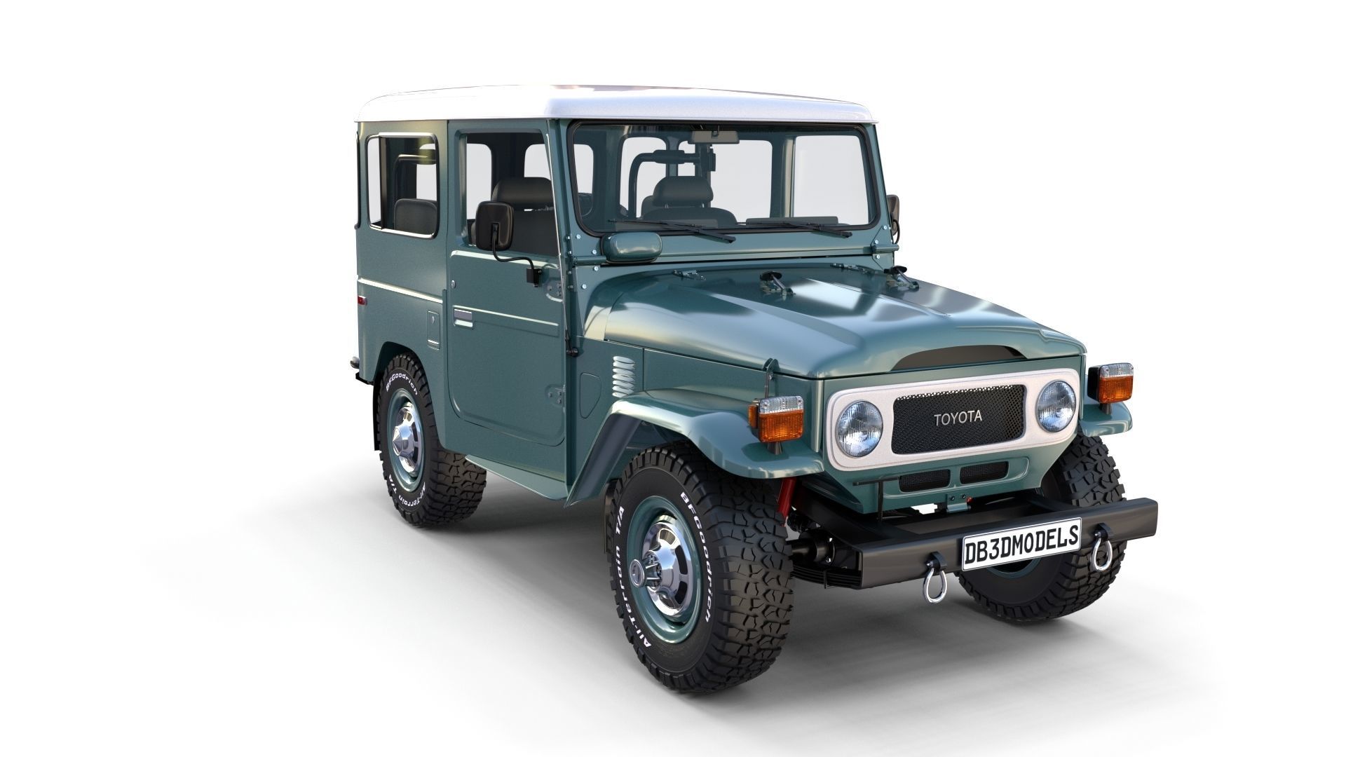 Toyota Land Cruiser FJ 40 with Interior and Chassis 3D model_33