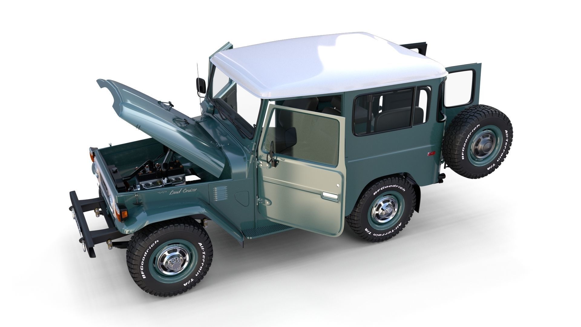 Toyota Land Cruiser FJ 40 with Interior and Chassis 3D model_2