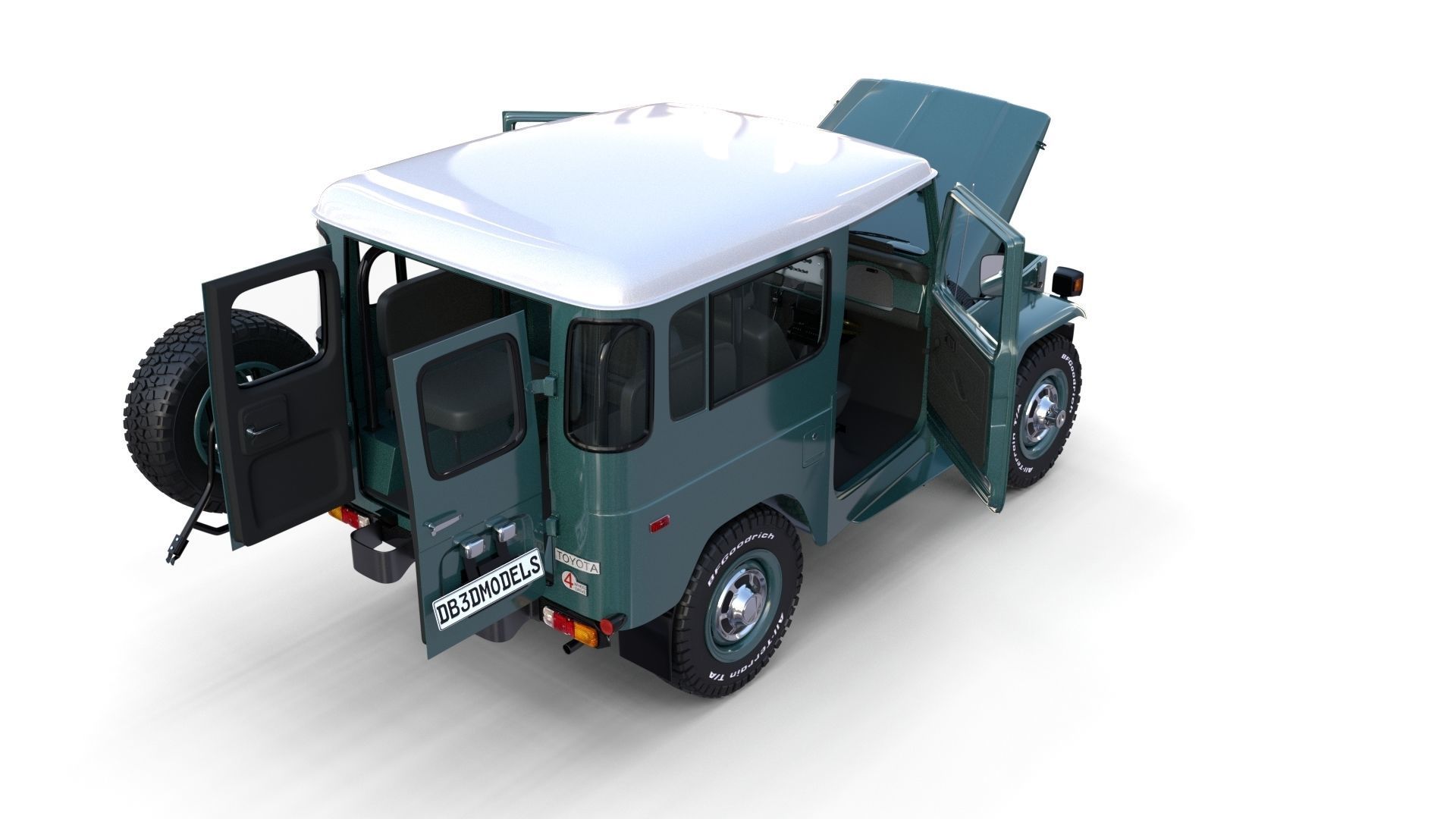 Toyota Land Cruiser FJ 40 with Interior and Chassis 3D model_58