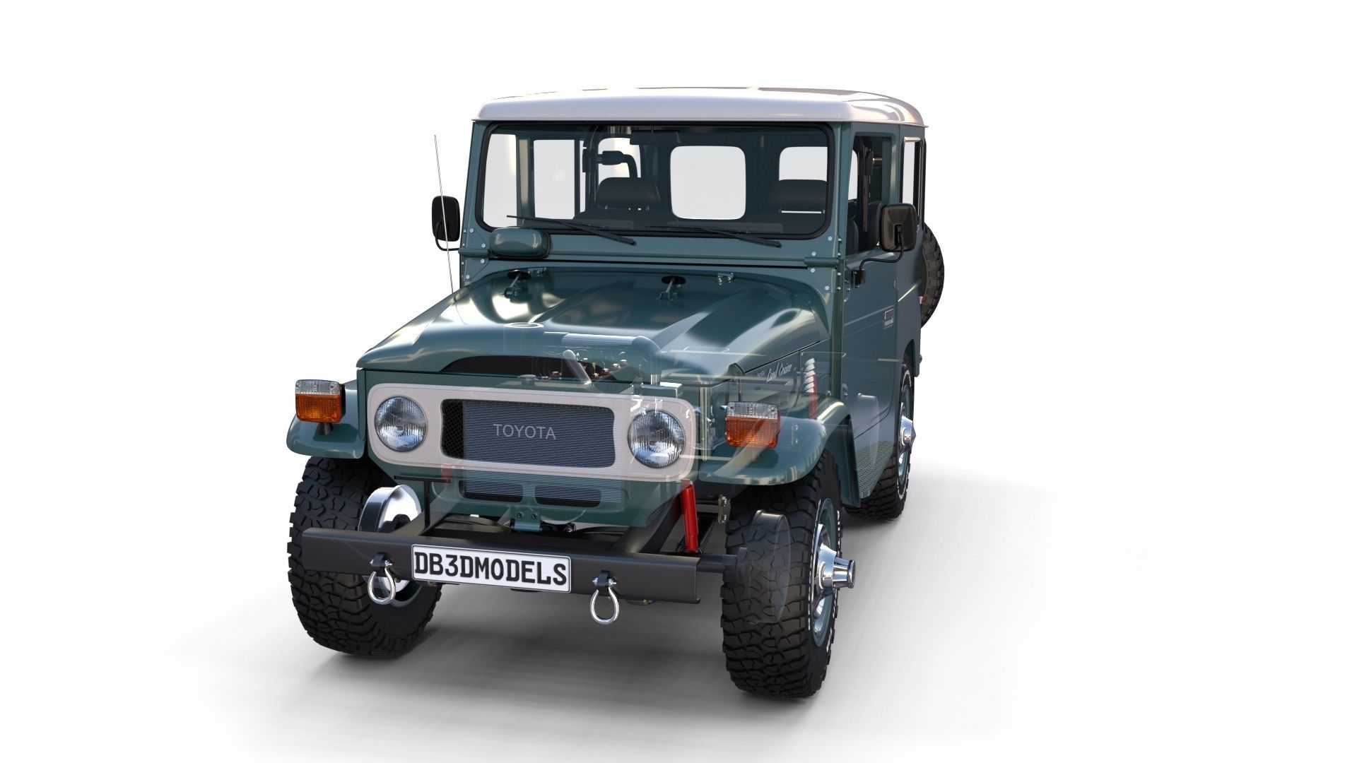 Toyota Land Cruiser FJ 40 with Interior and Chassis 3D model_34