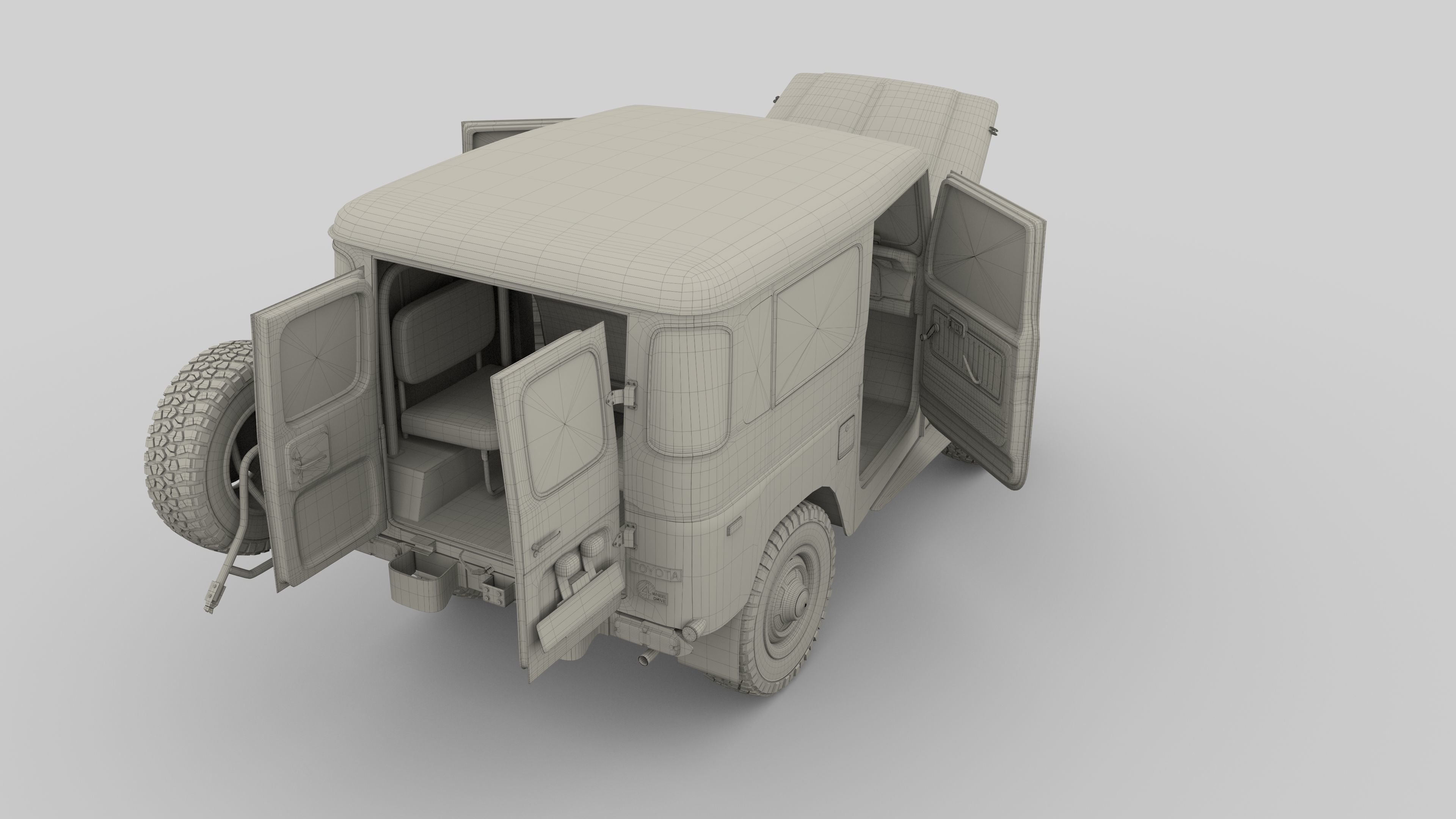 Toyota Land Cruiser FJ 40 with Interior and Chassis 3D model_74