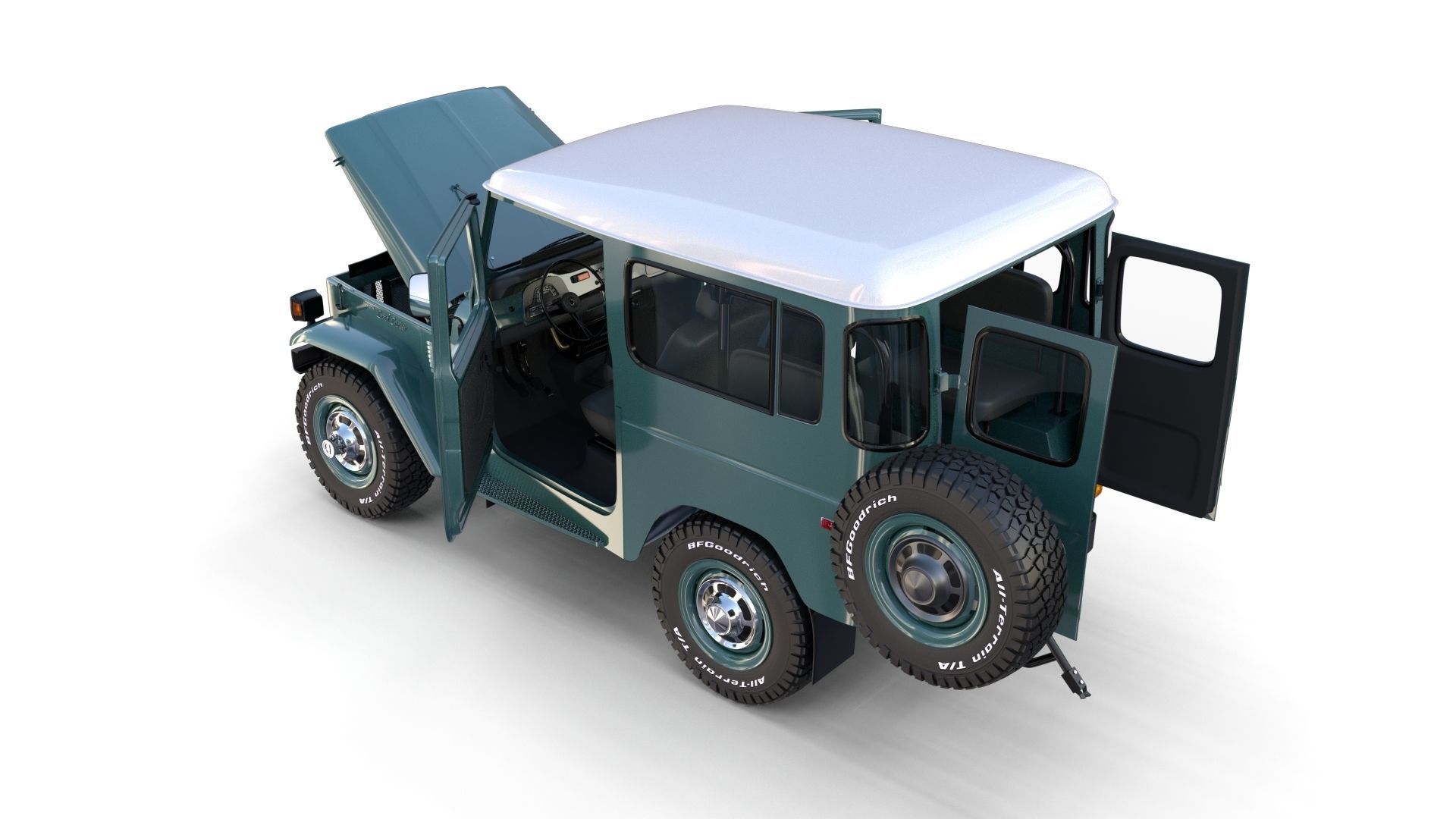 Toyota Land Cruiser FJ 40 with Interior and Chassis 3D model_53