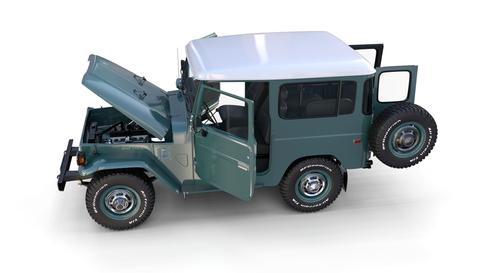 Toyota Land Cruiser FJ 40 with Interior and Chassis 3D model_56