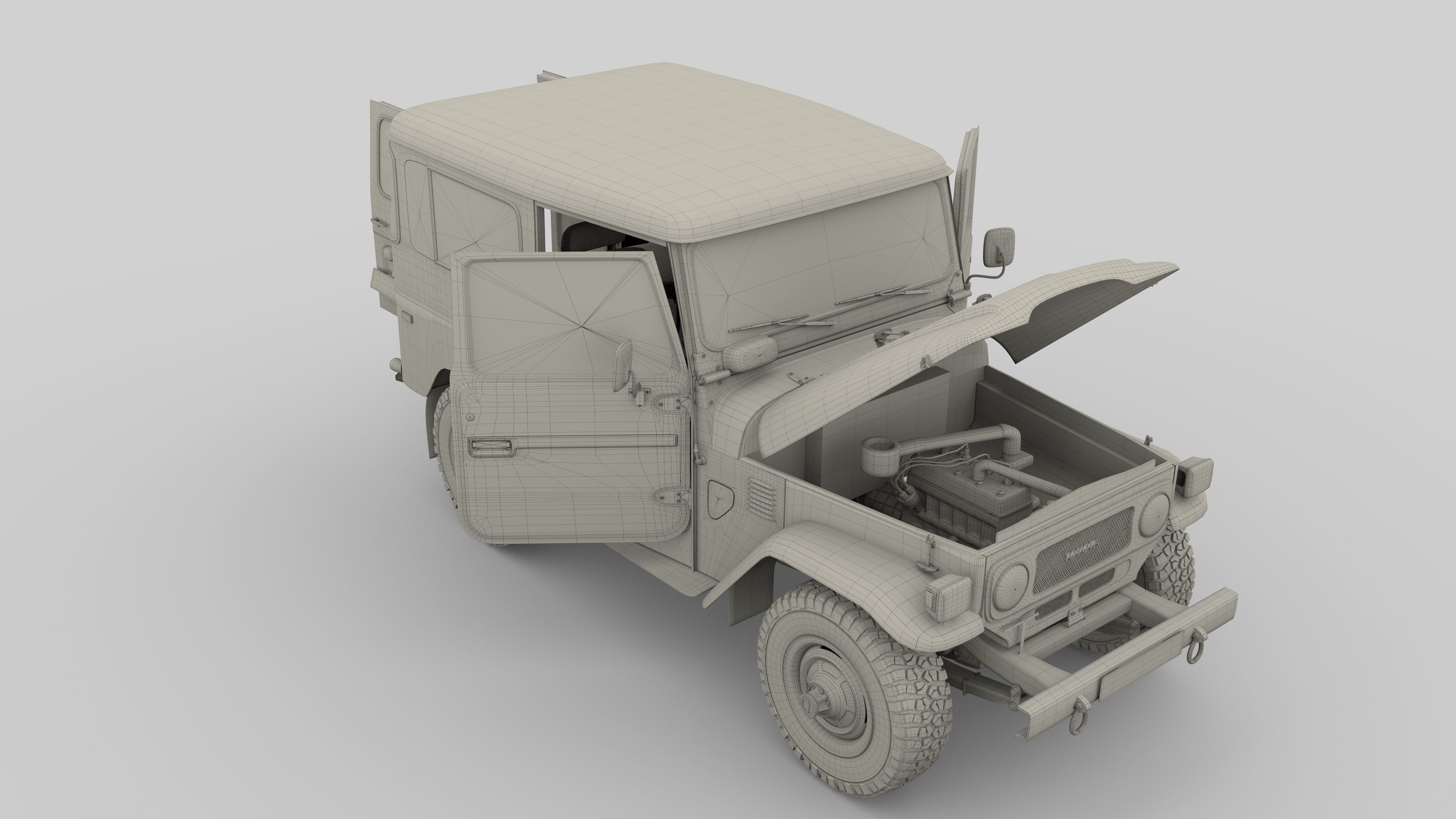 Toyota Land Cruiser FJ 40 with Interior and Chassis 3D model_82