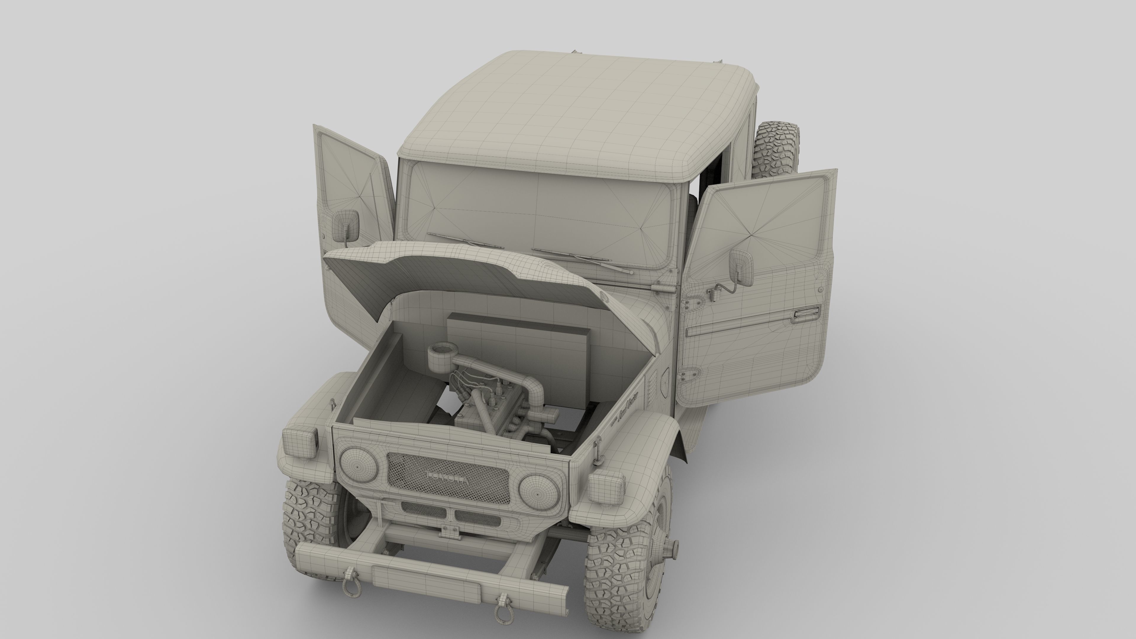 Toyota Land Cruiser FJ 40 with Interior and Chassis 3D model_67