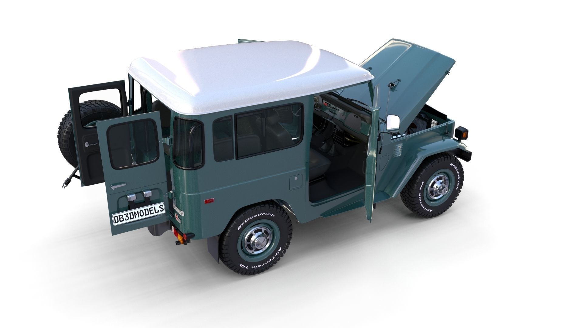 Toyota Land Cruiser FJ 40 with Interior and Chassis 3D model_61