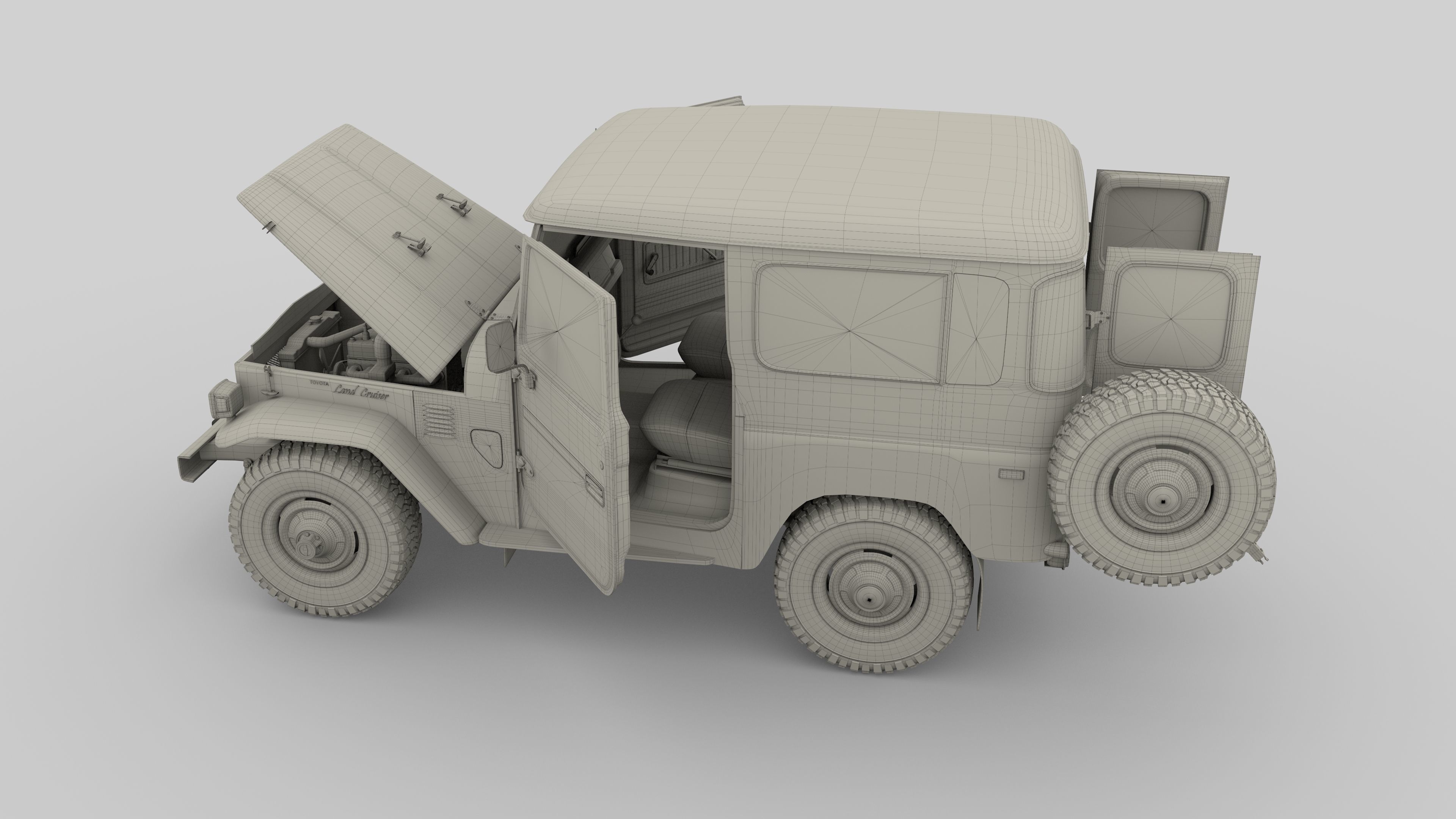 Toyota Land Cruiser FJ 40 with Interior and Chassis 3D model_68