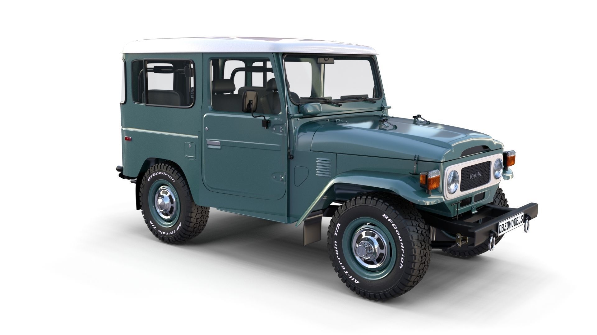 Toyota Land Cruiser FJ 40 with Interior and Chassis 3D model_32