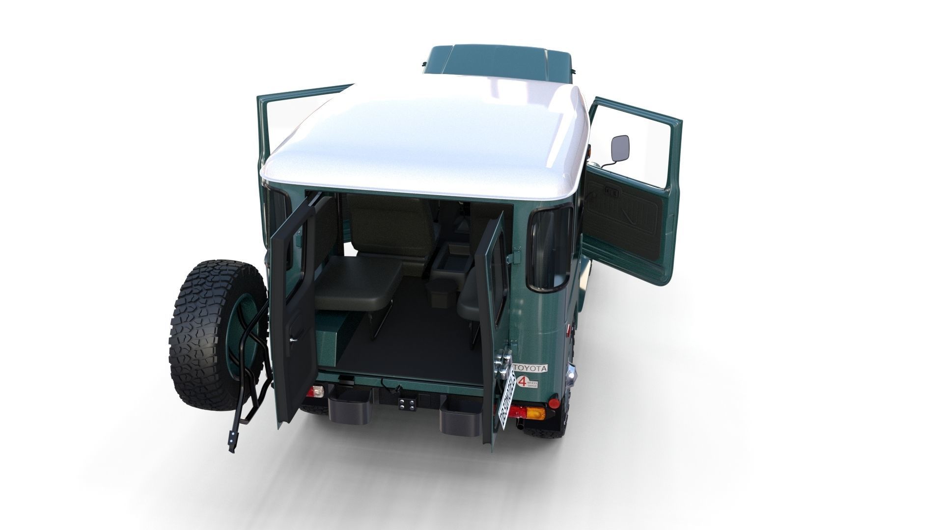 Toyota Land Cruiser FJ 40 with Interior and Chassis 3D model_57