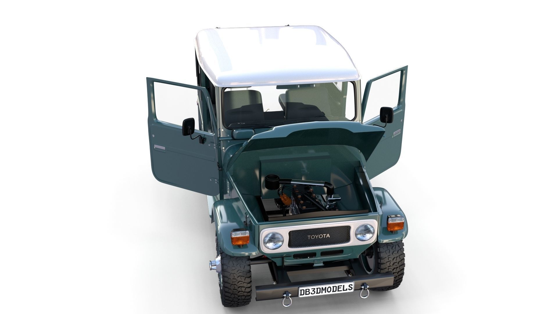 Toyota Land Cruiser FJ 40 with Interior and Chassis 3D model_63