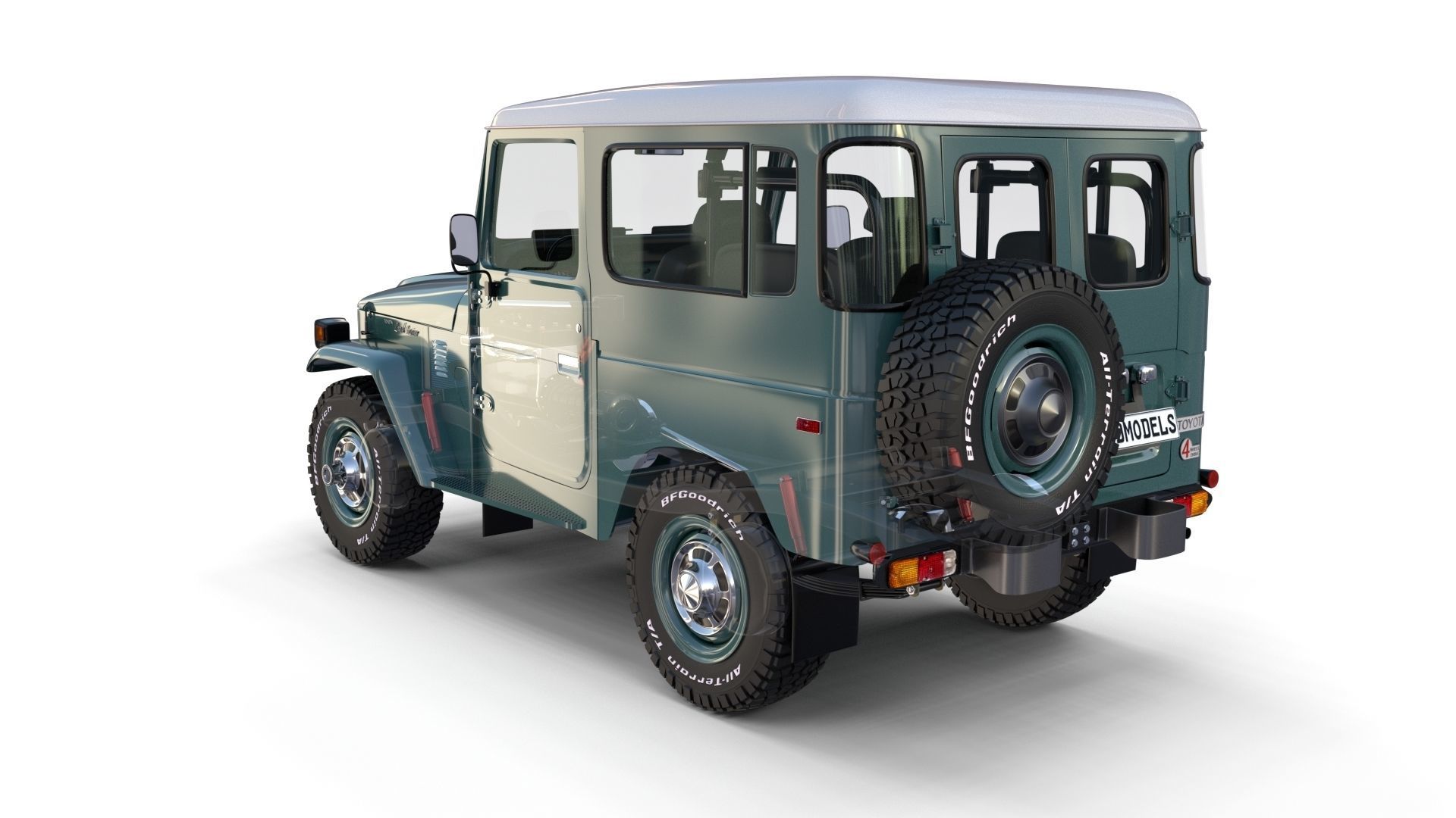 Toyota Land Cruiser FJ 40 with Interior and Chassis 3D model_40