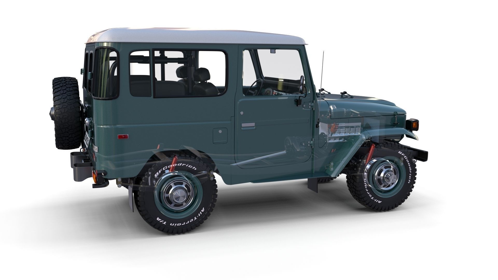 Toyota Land Cruiser FJ 40 with Interior and Chassis 3D model_45