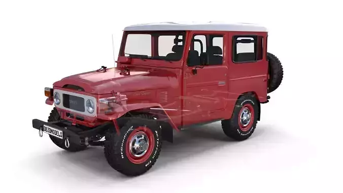 Toyota Land Cruiser FJ 40 Red with Interior and Chassis