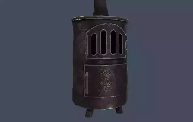 Stylized old metal furnace Low-poly 3D model