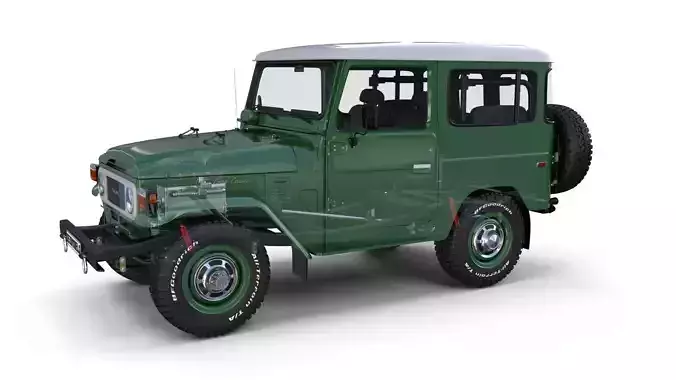 Toyota Land Cruiser FJ 40 Green with Interior and Chassis