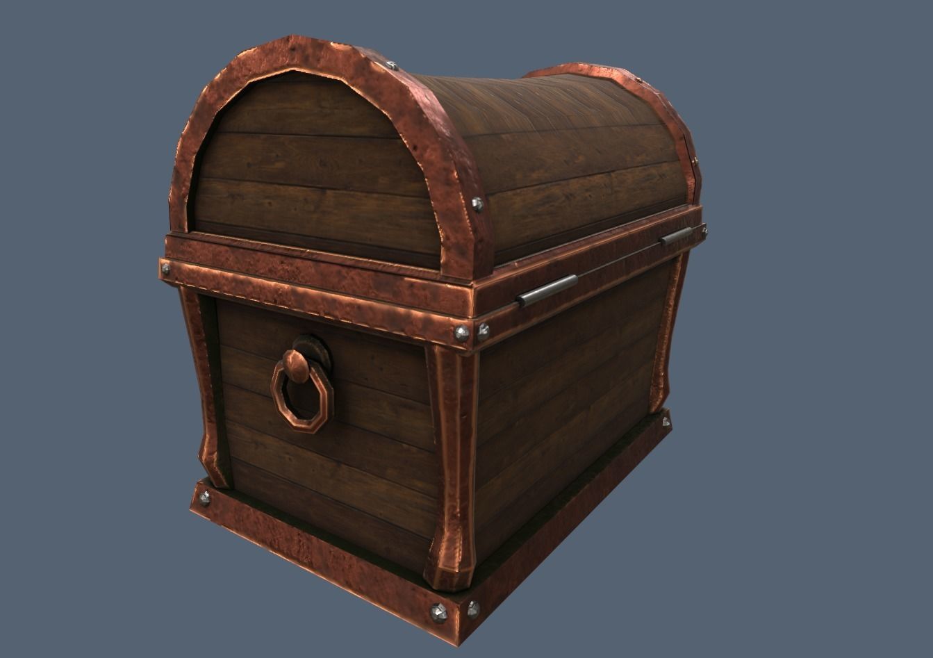 Stylized old wooden chest  Low-poly 3D model_1