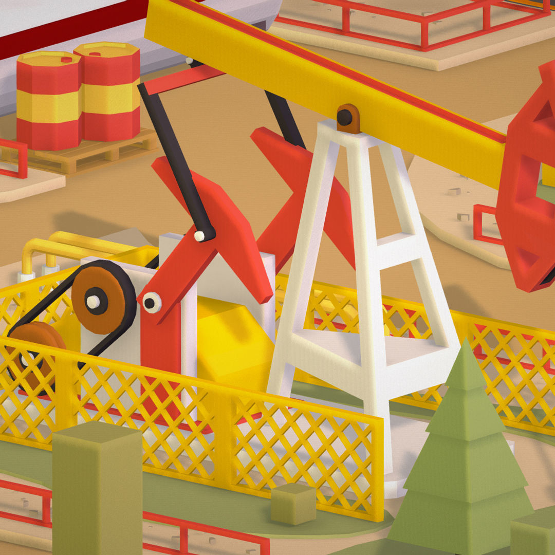 Isometric Oil Field Extracting Crude Big Base Low-poly 3D model_40