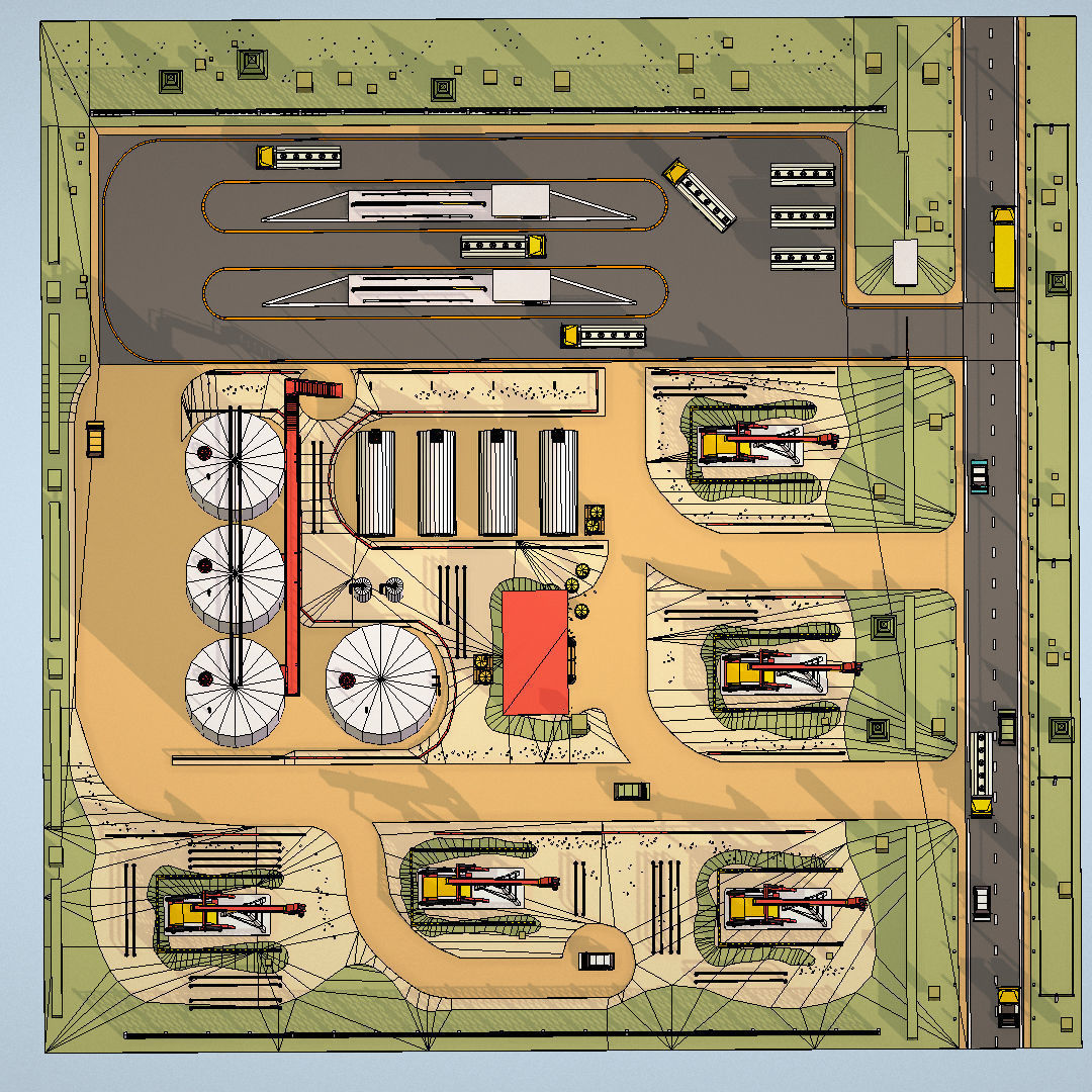 Isometric Oil Field Extracting Crude Big Base Low-poly 3D model_81
