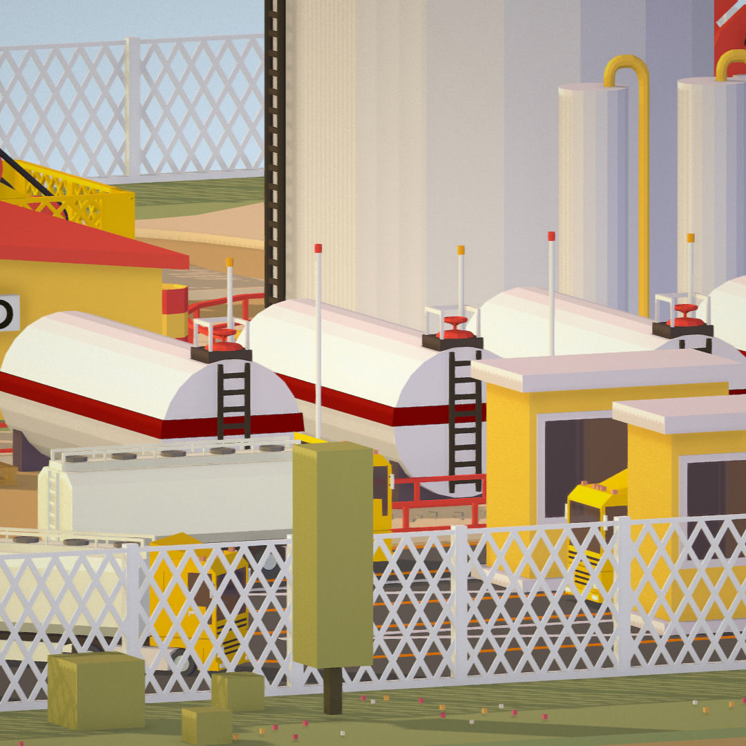 Isometric Oil Field Extracting Crude Big Base Low-poly 3D model_33