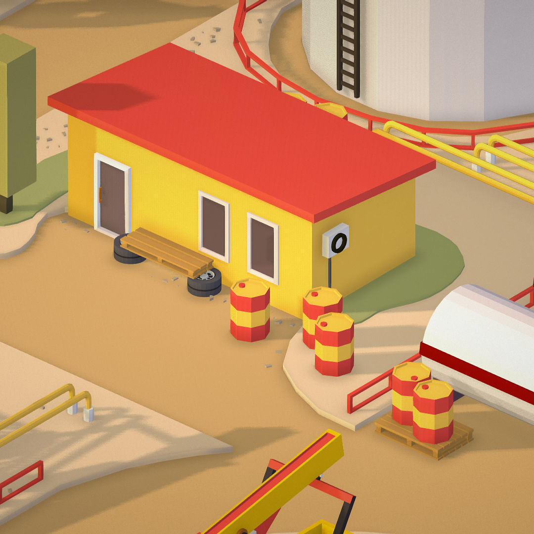 Isometric Oil Field Extracting Crude Big Base Low-poly 3D model_27