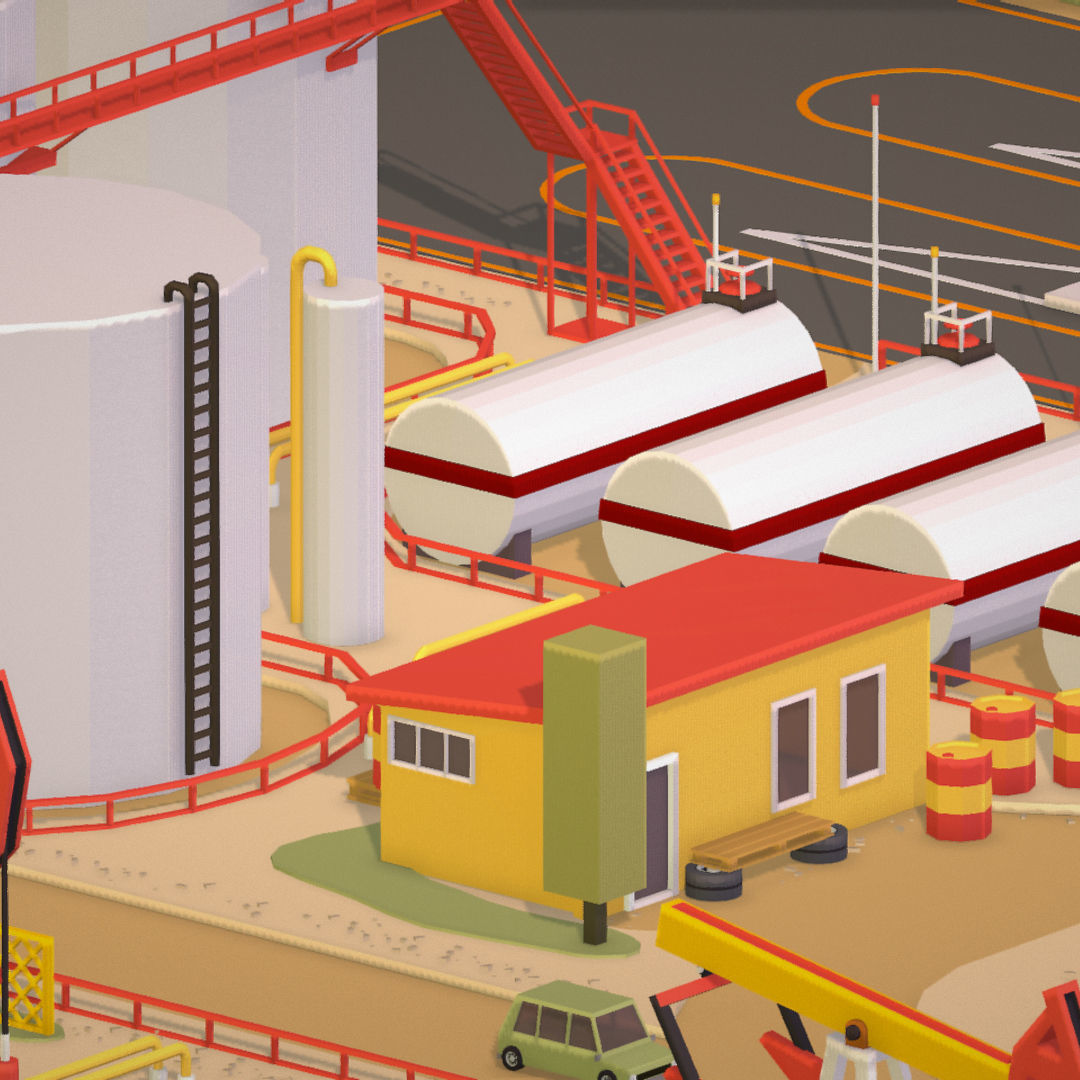 Isometric Oil Field Extracting Crude Big Base Low-poly 3D model_56