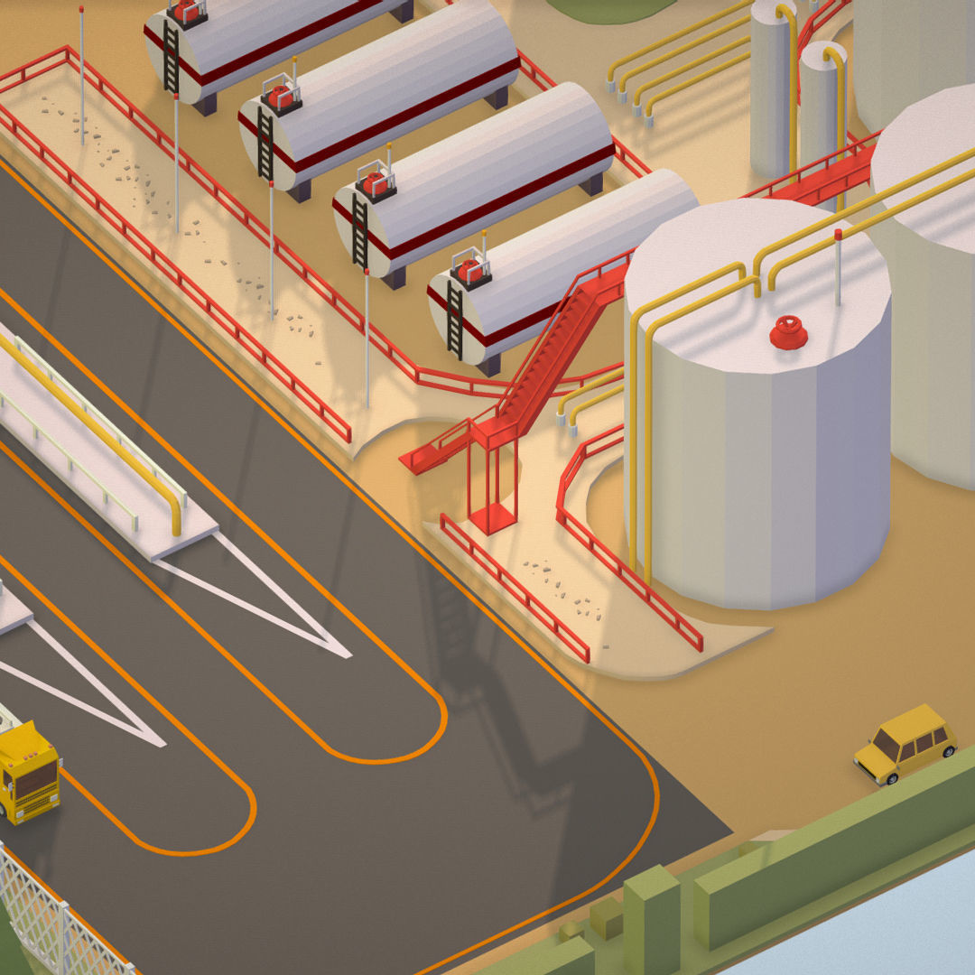 Isometric Oil Field Extracting Crude Big Base Low-poly 3D model_23