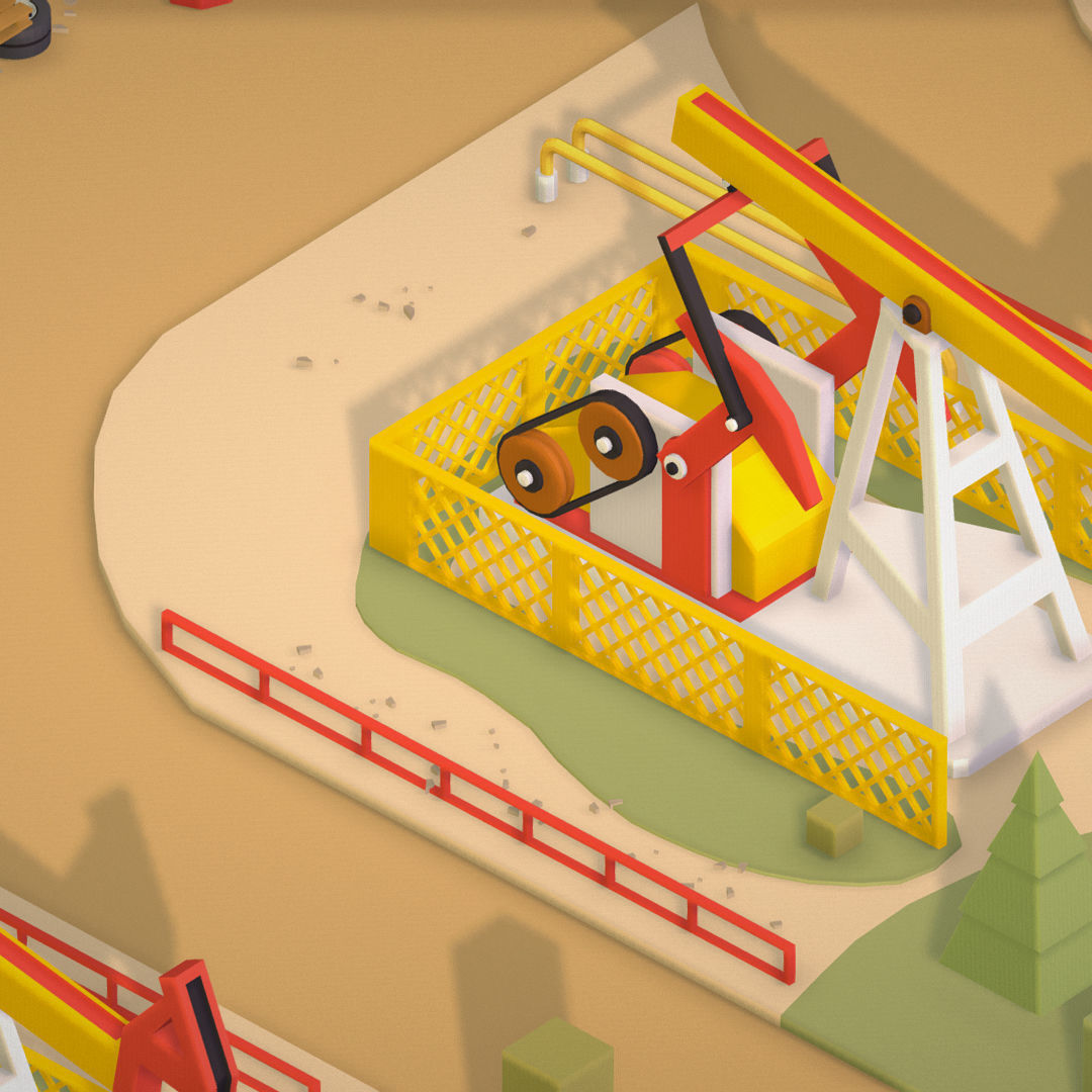 Isometric Oil Field Extracting Crude Big Base Low-poly 3D model_16