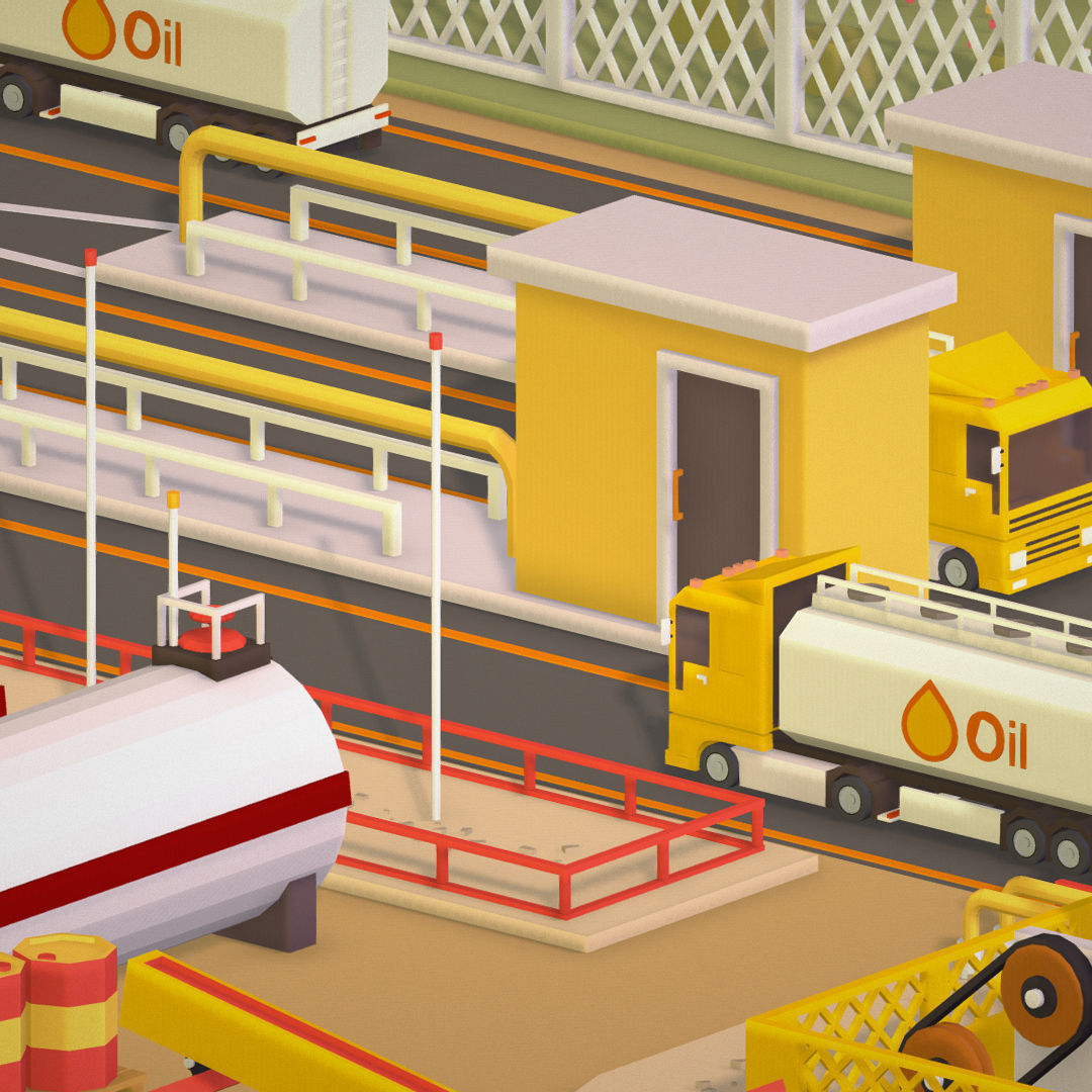 Isometric Oil Field Extracting Crude Big Base Low-poly 3D model_52