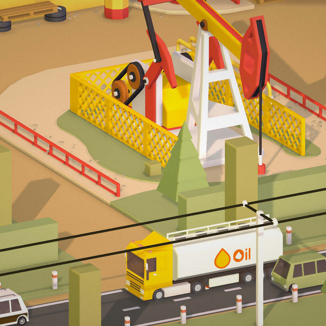 Isometric Oil Field Extracting Crude Big Base Low-poly 3D model_17
