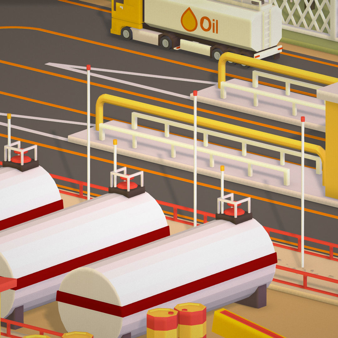 Isometric Oil Field Extracting Crude Big Base Low-poly 3D model_50