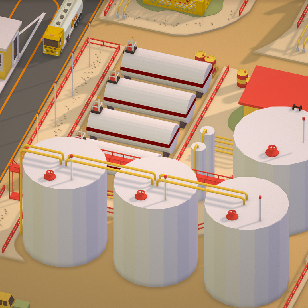 Isometric Oil Field Extracting Crude Big Base Low-poly 3D model_20