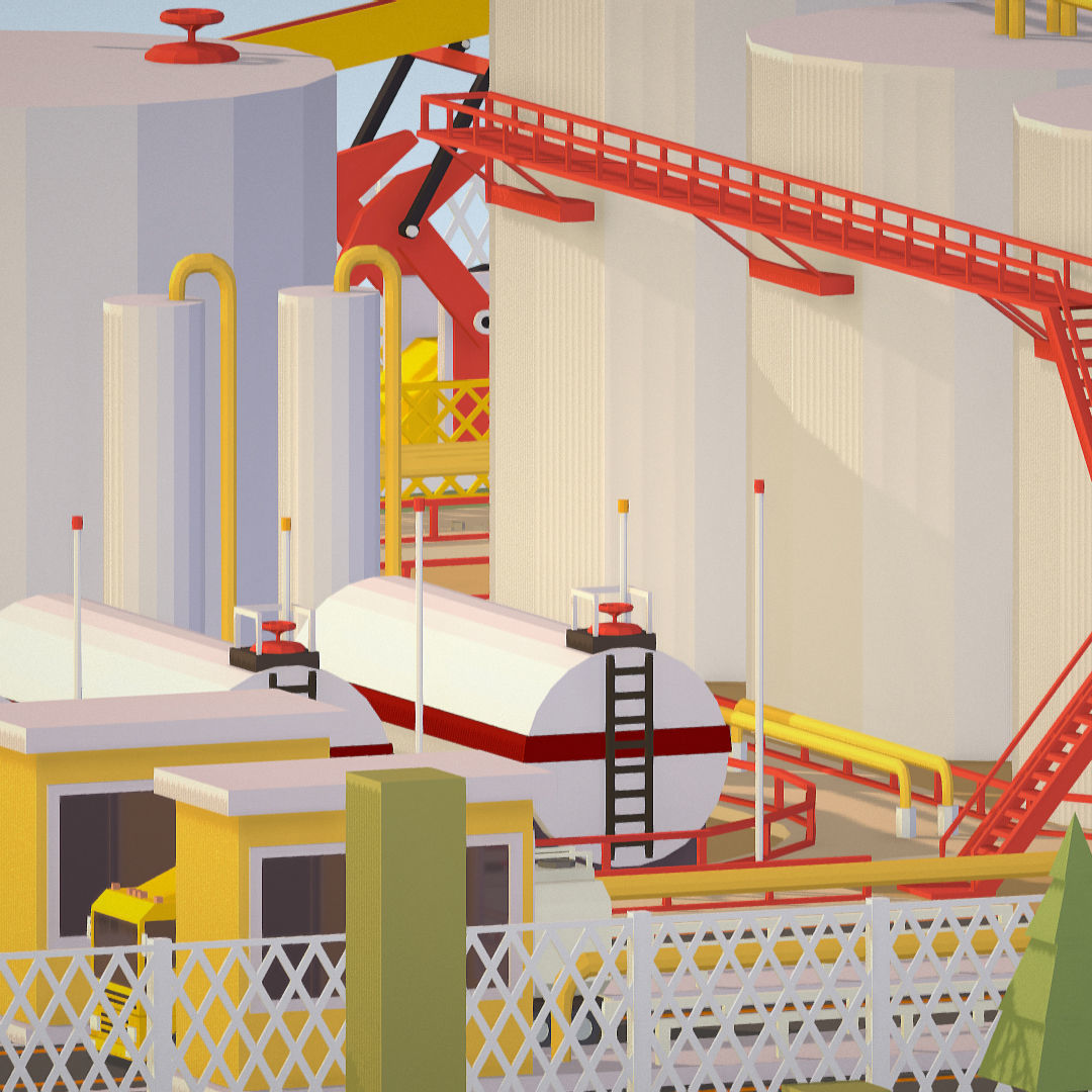 Isometric Oil Field Extracting Crude Big Base Low-poly 3D model_30