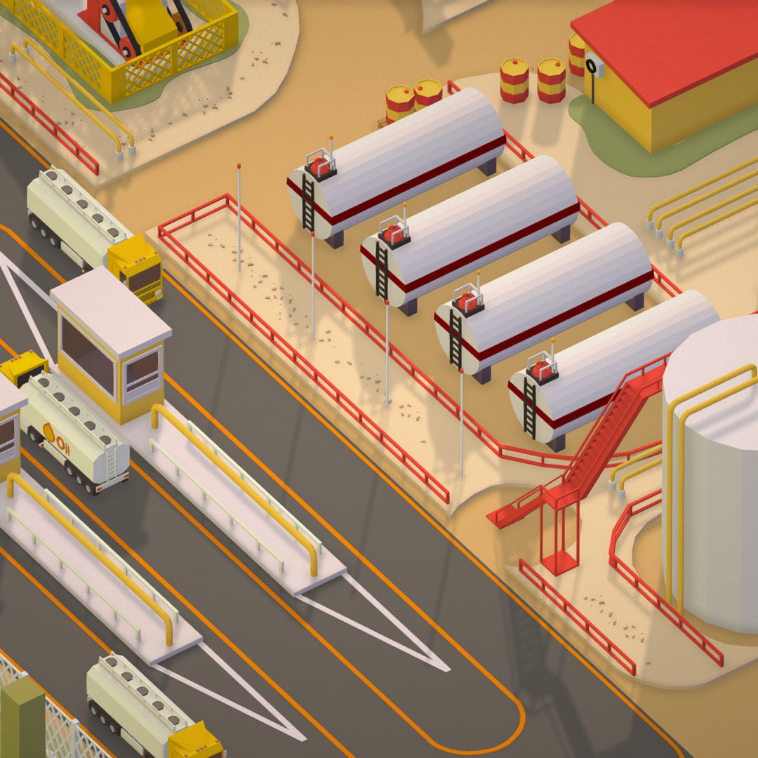 Isometric Oil Field Extracting Crude Big Base Low-poly 3D model_19